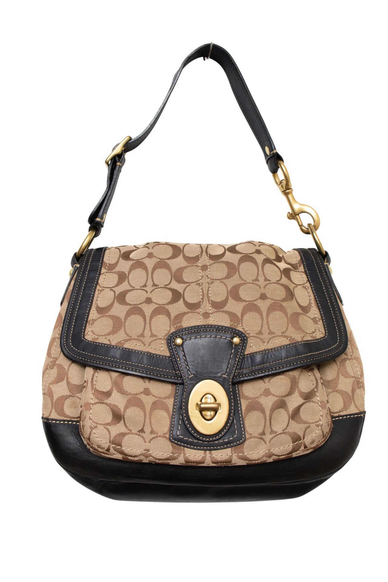 #178 Coach Flap Shoulder Bag Beige | c. 169
