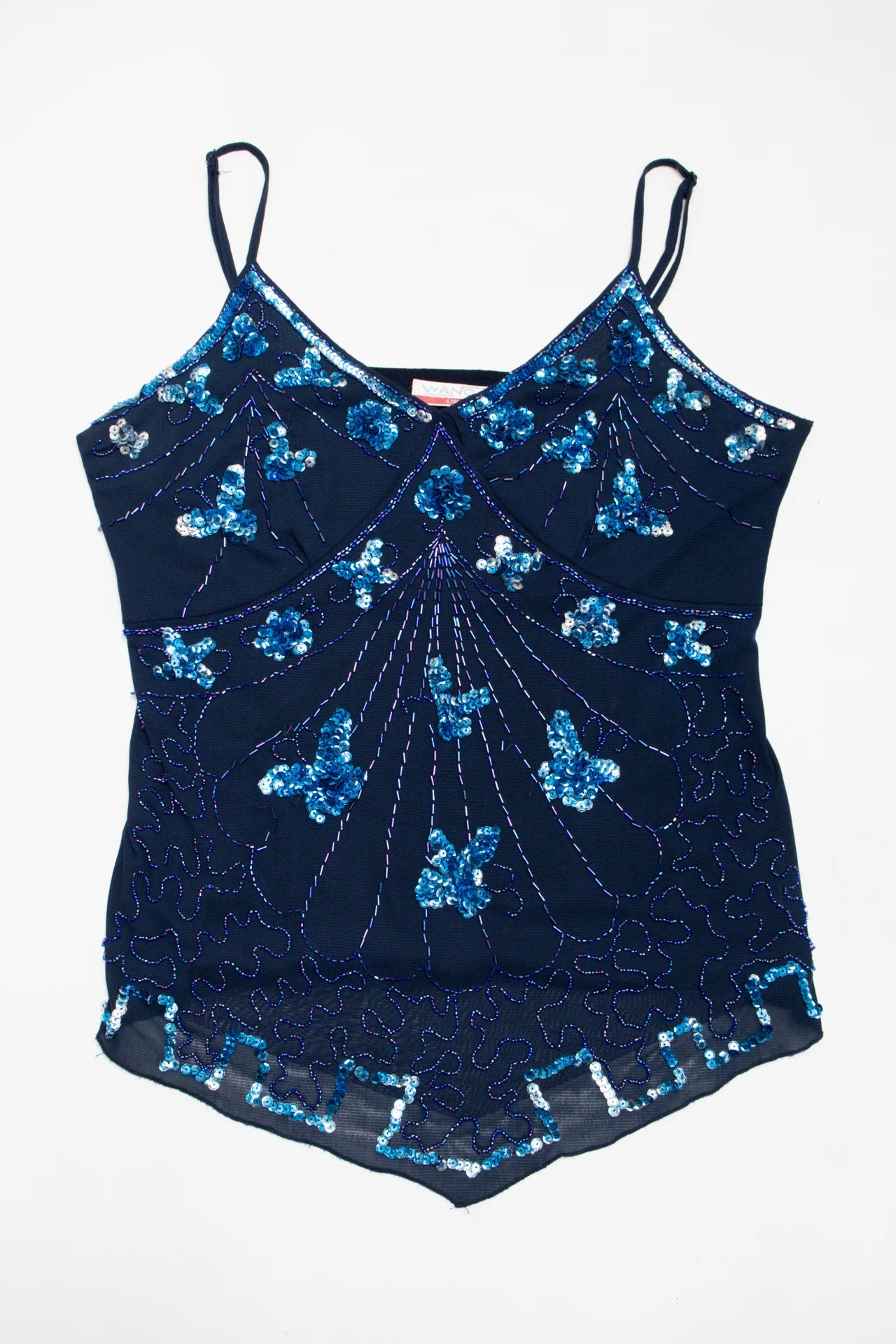 #02 Wangli Beaded Sequin Camisole Top Navy | c. 170 | Size 14
