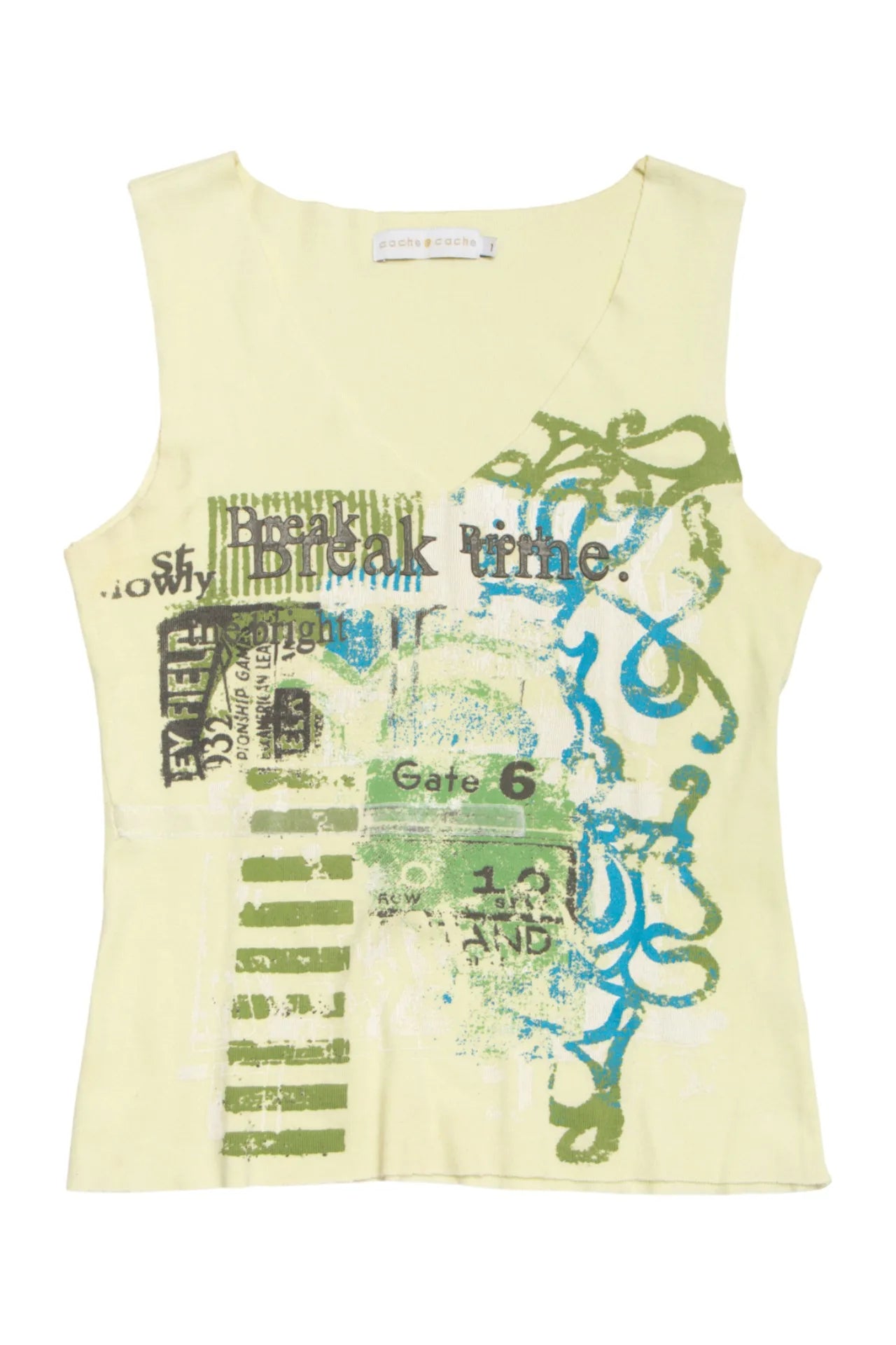 #19 Cache Cache Graphic Knit Tank Top Yellow | c. 170 | Size 8