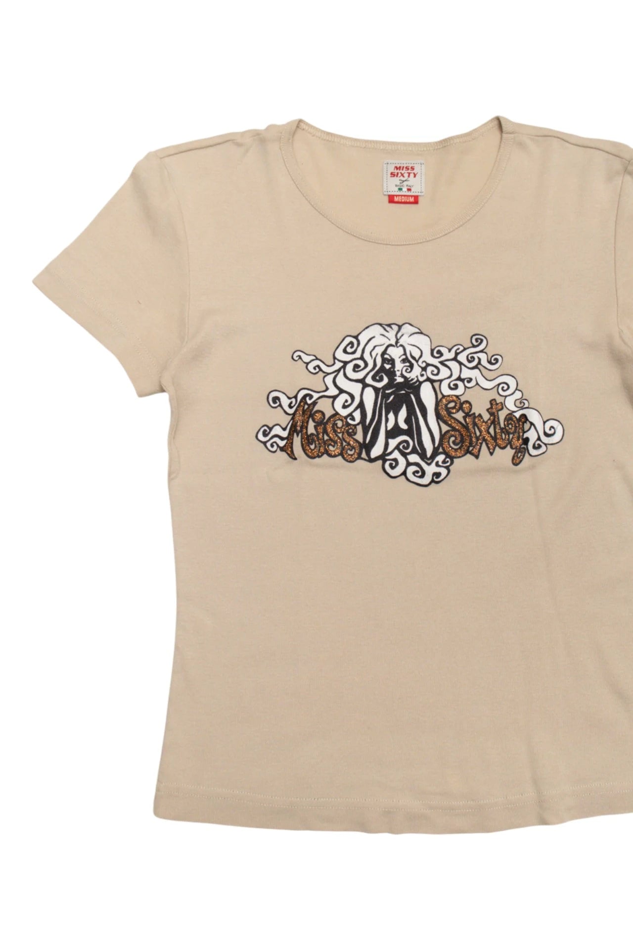 #51 Miss Sixty Short-sleeve Graphic T-shirt Beige | c. 170 | Size 10