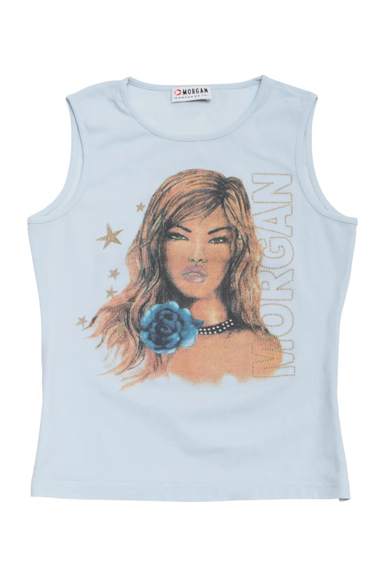 #52 Morgan De Toi Sleeveless Graphic Top Blue | c. 170 | Size 8