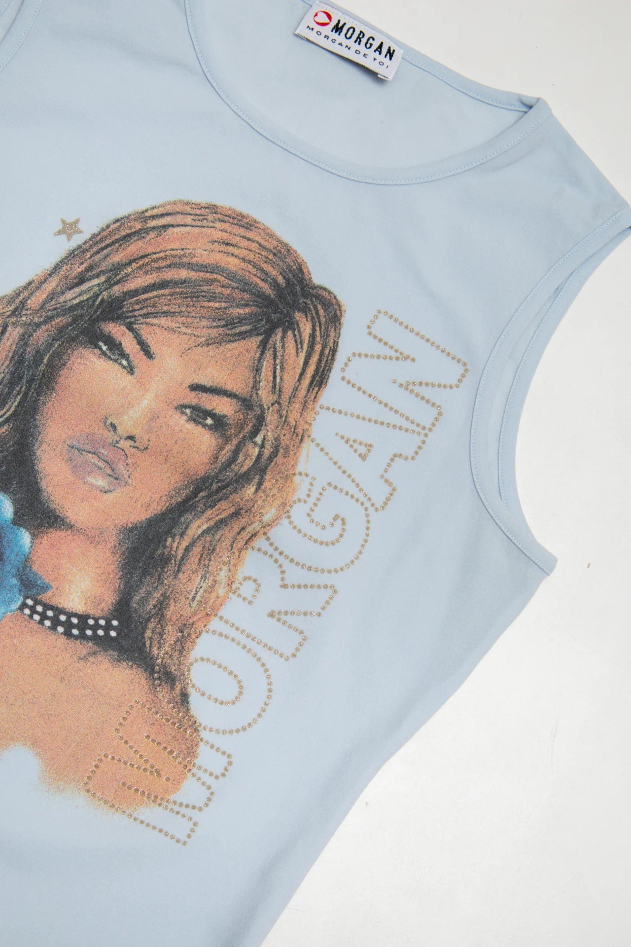 #52 Morgan De Toi Sleeveless Graphic Top Blue | c. 170 | Size 8