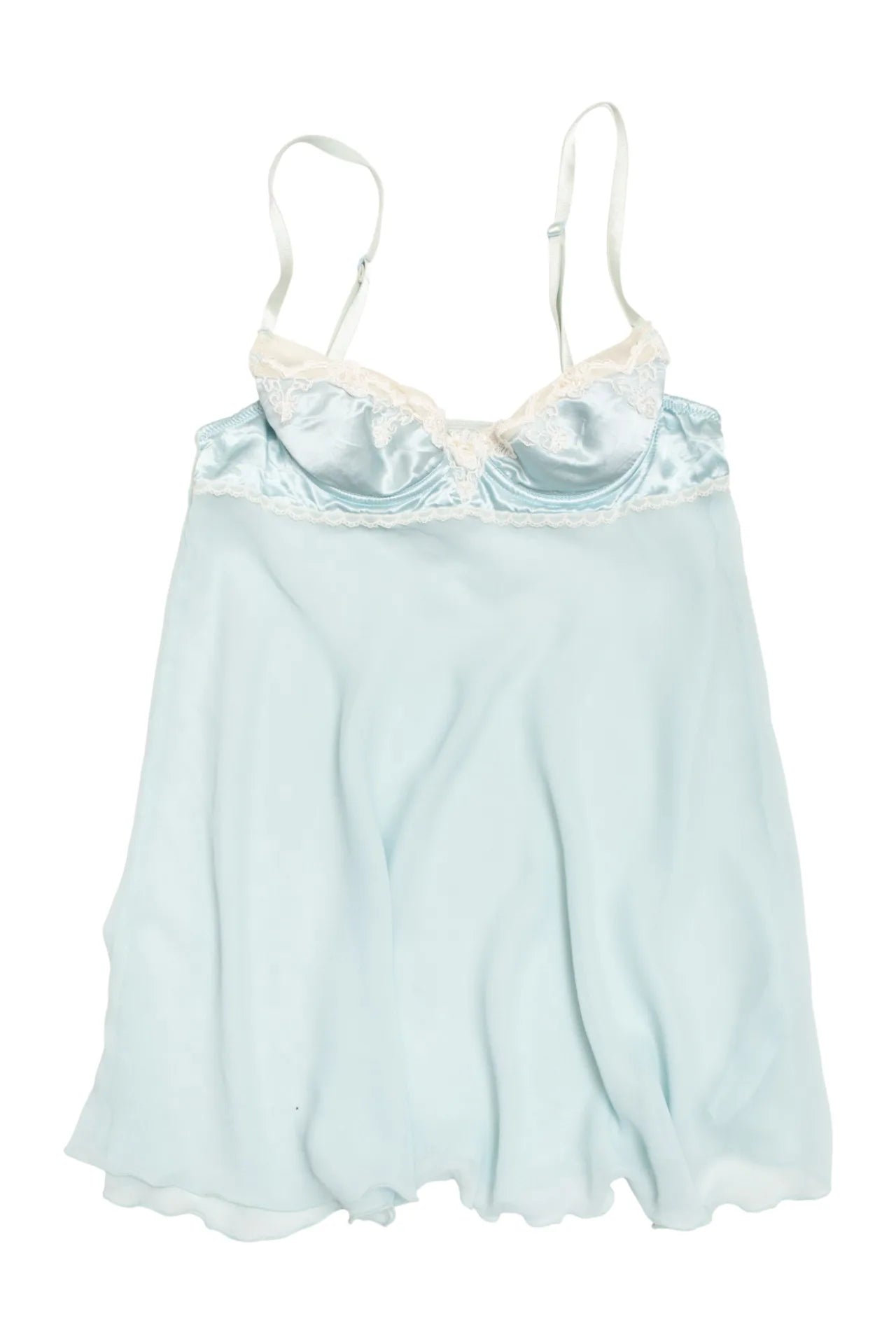 #62 Gilligan & O'malley Sleepwear Satin And Chiffon Babydoll Slip Blue | c. 170 | Size 8 / 10C