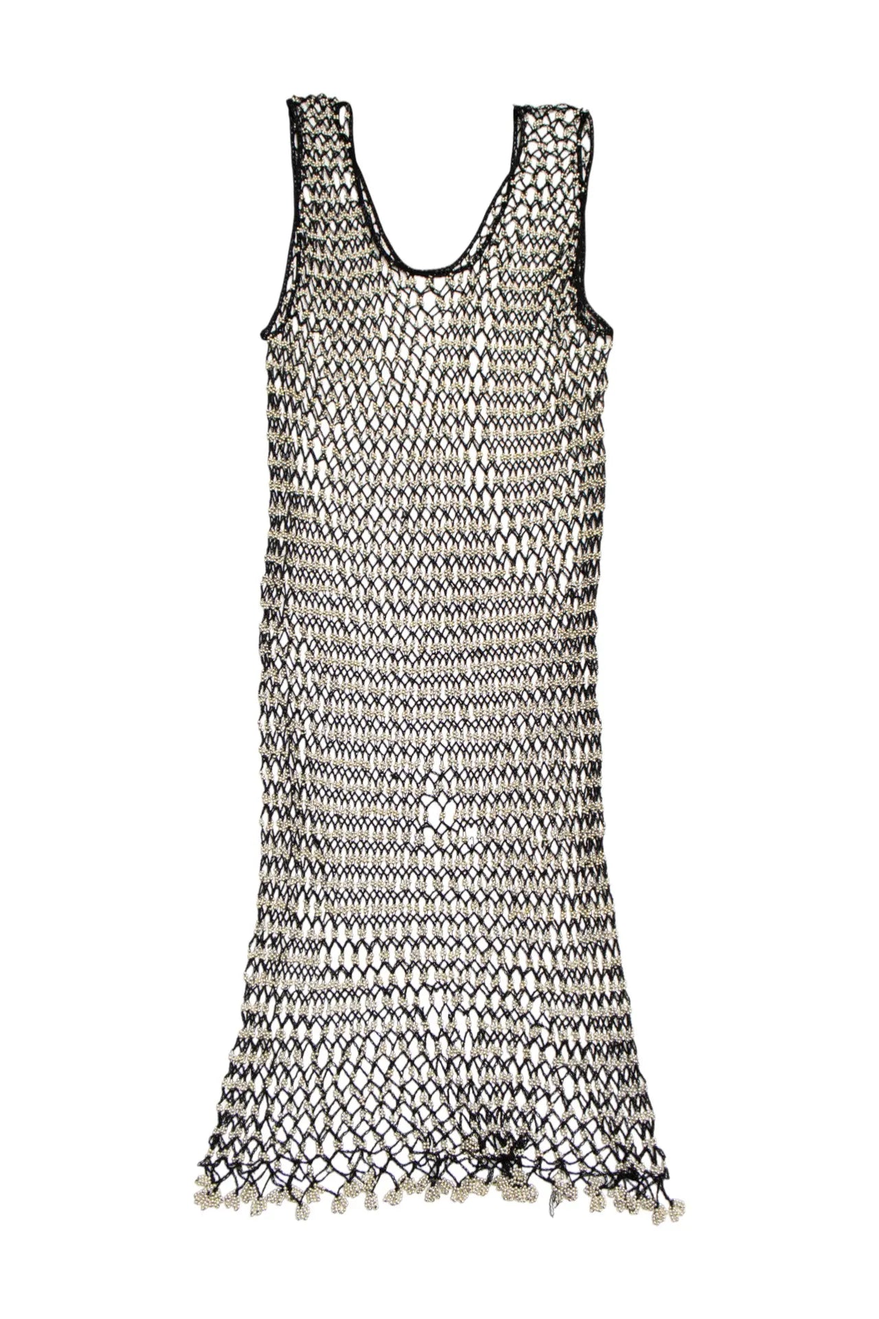 #77 Metallic Open-knit Mini Dress Gold | c. 170 | Size 10/12/14