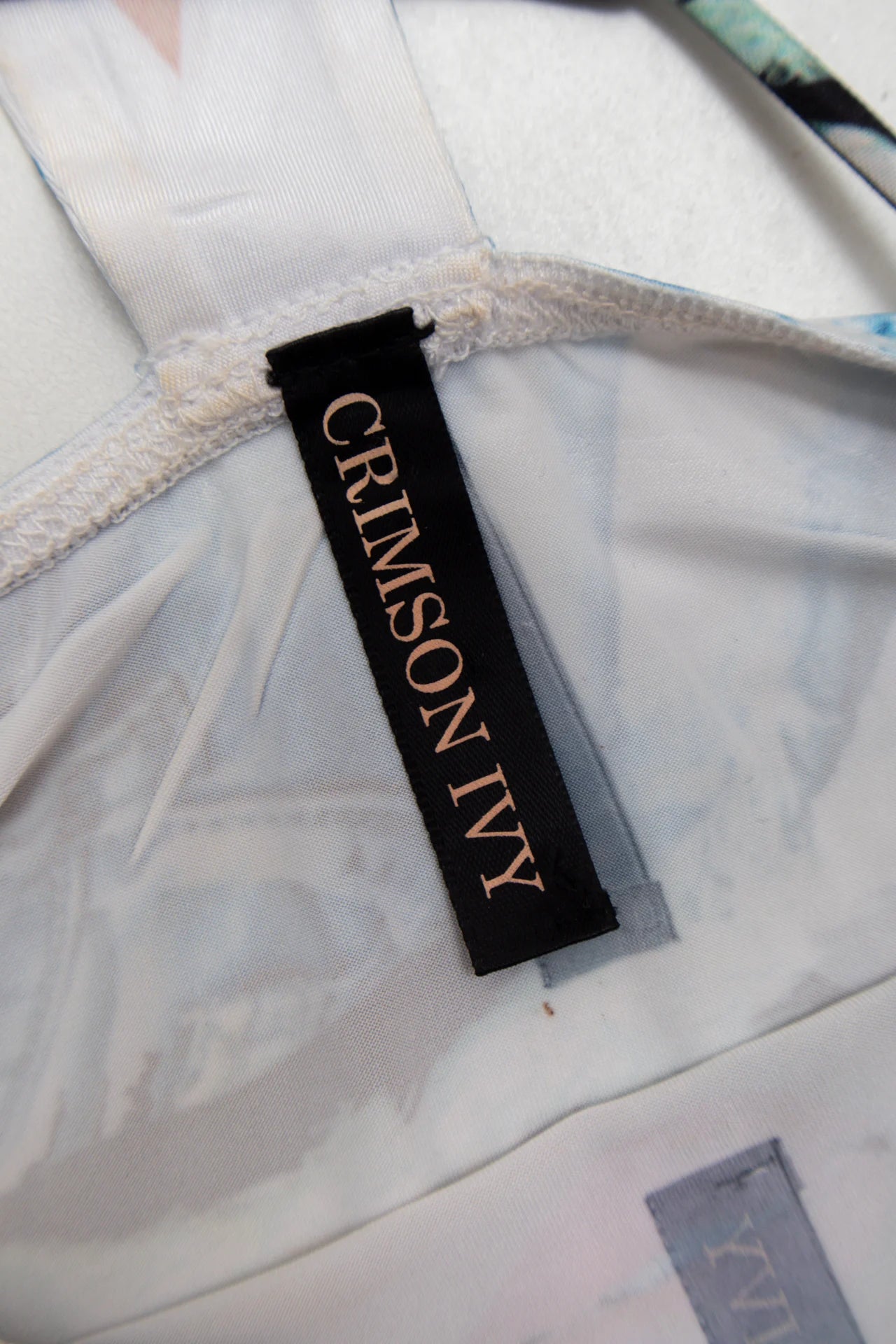 #89 Crimson Ivy Graphic Spaghetti Strap Cami Top Blue | c. 170 | Size 8