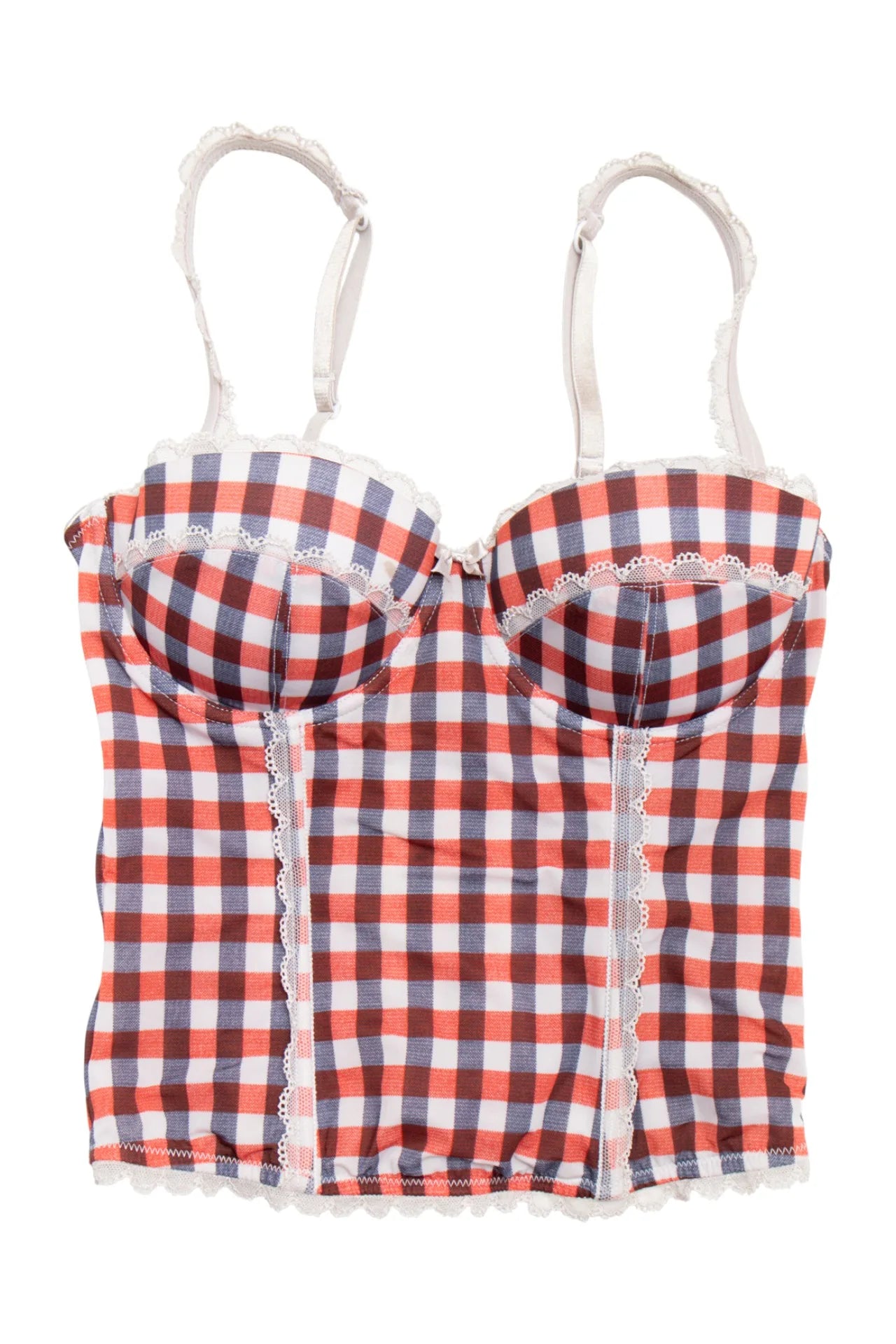 #94 Gingham Bustier Camisole Top Red | c. 170 | Size 10 / 12B