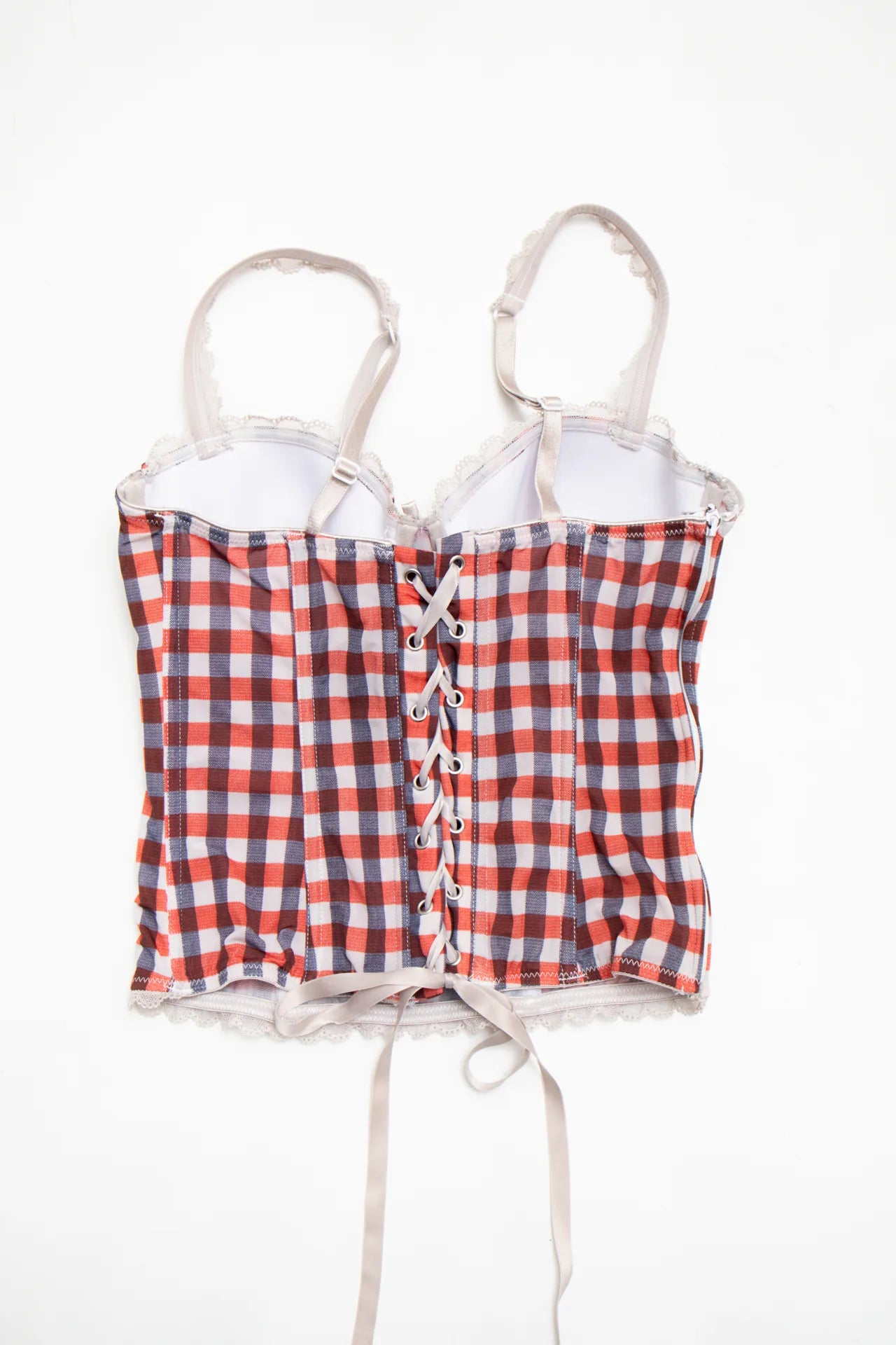 #94 Gingham Bustier Camisole Top Red | c. 170 | Size 10 / 12B