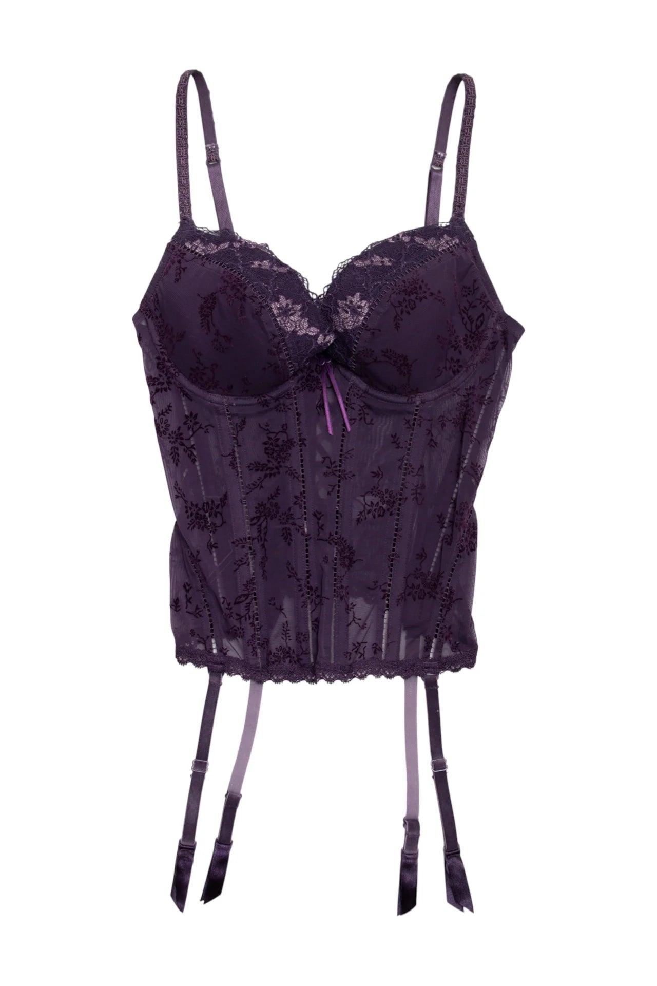 #117 Etam Bustier Top With Garters Purple | c. 170 | Size 8 (C cup)