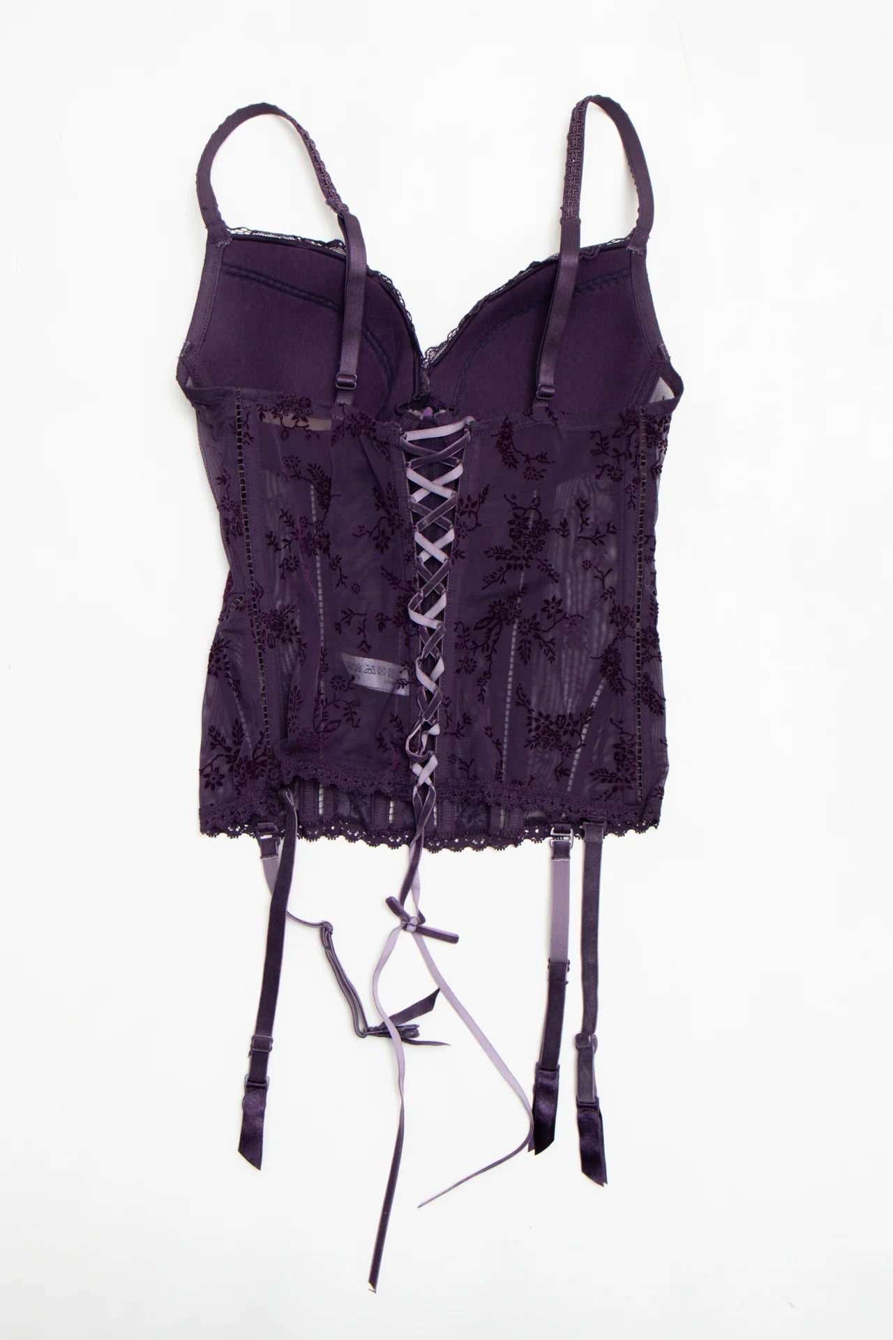 #117 Etam Bustier Top With Garters Purple | c. 170 | Size 8 (C cup)