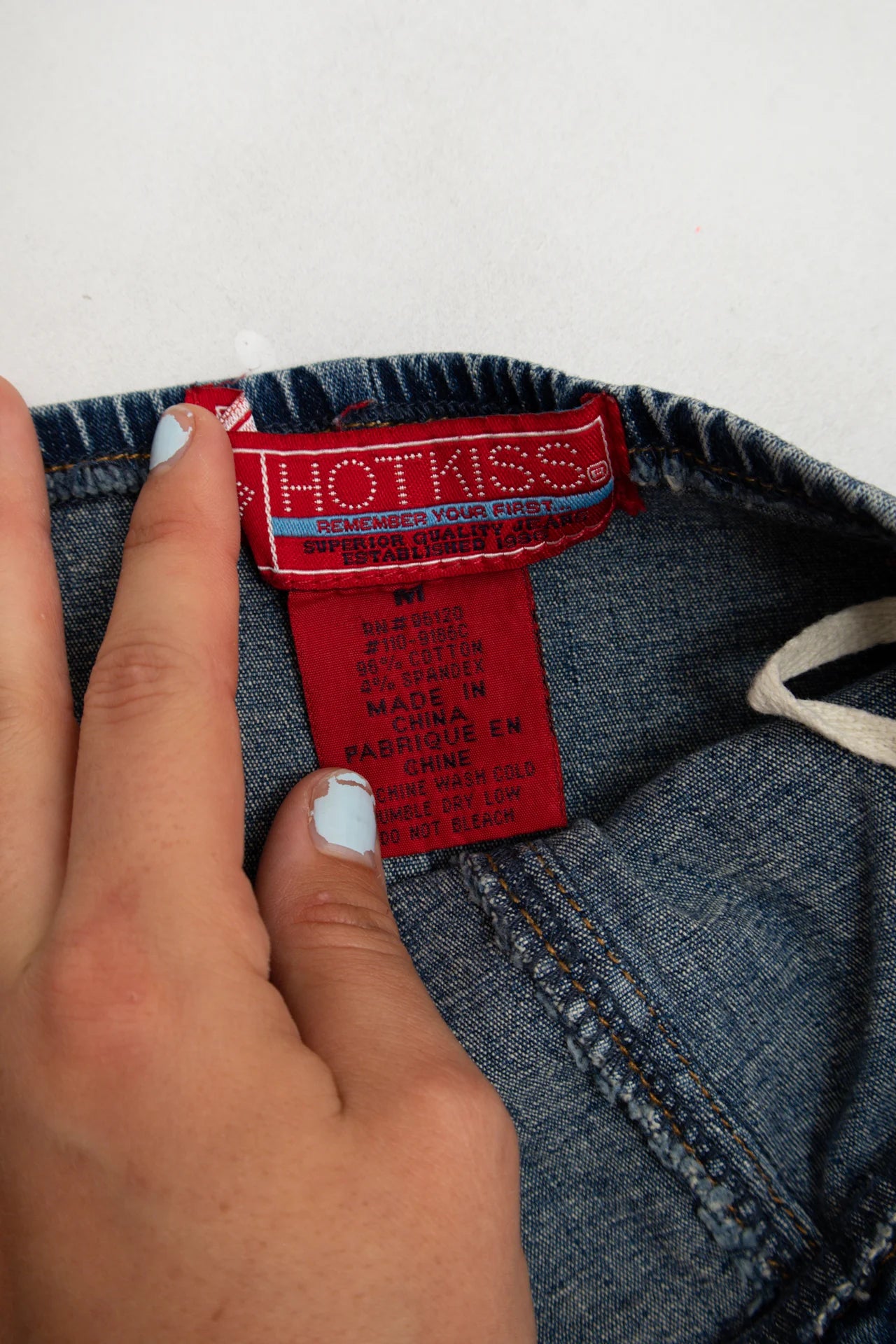 #151 Hot Kiss Strapless Wide-leg Cropped Denim Jumpsuit Blue | c. 170 | Size 10