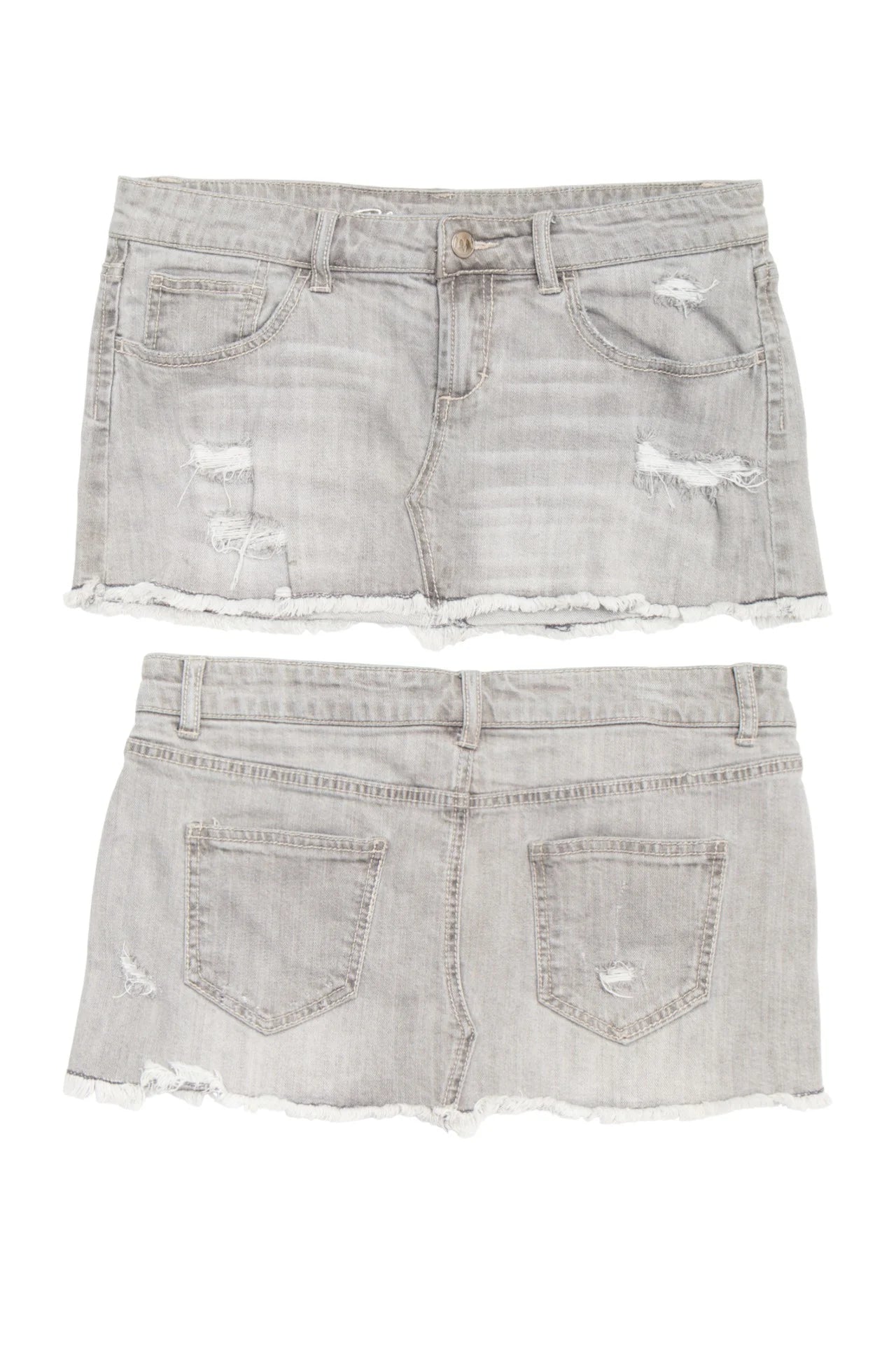 #172 Blue Asphalt Denim Mini Skirt Gray | c. 170 | Size 8