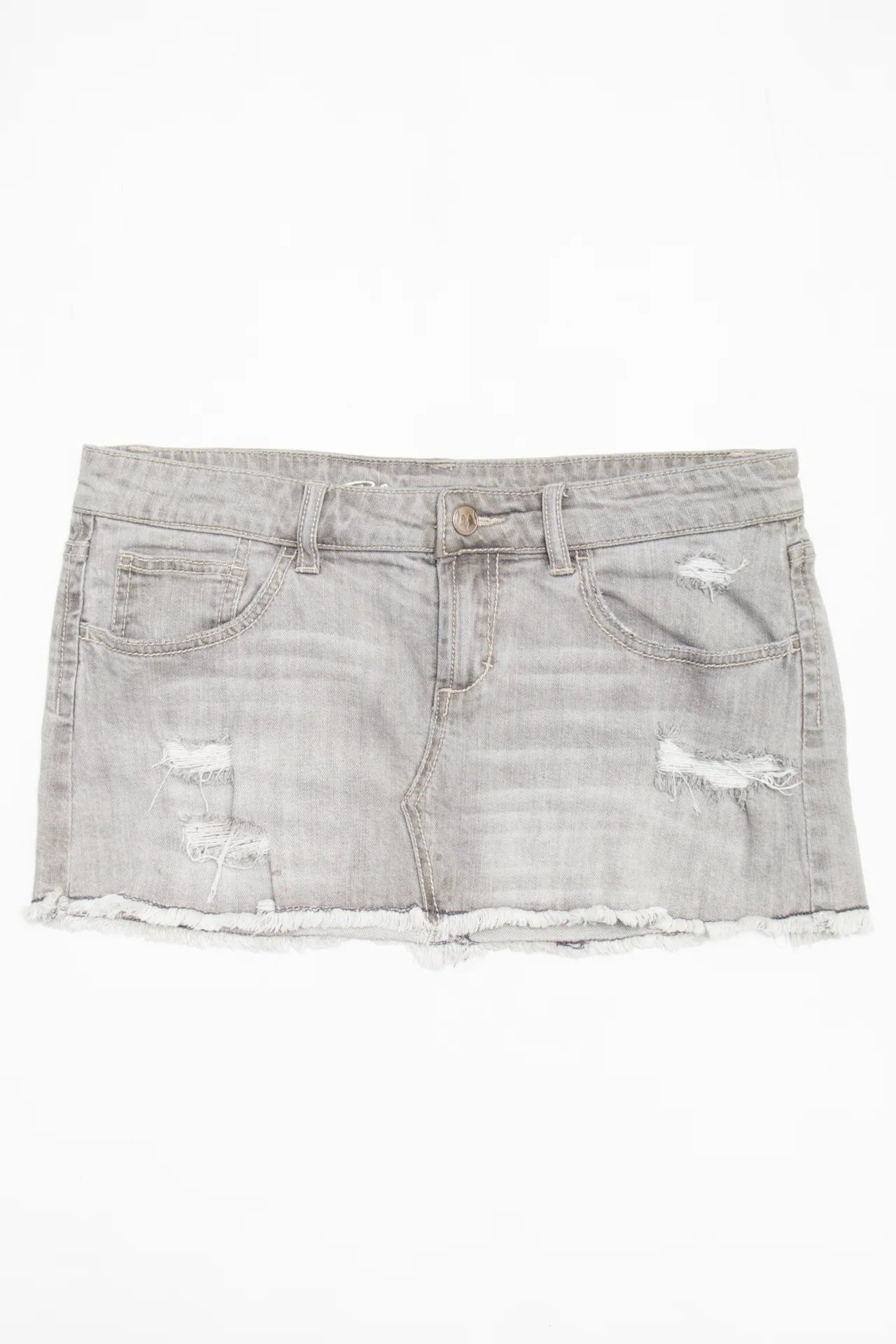 #172 Blue Asphalt Denim Mini Skirt Gray | c. 170 | Size 8