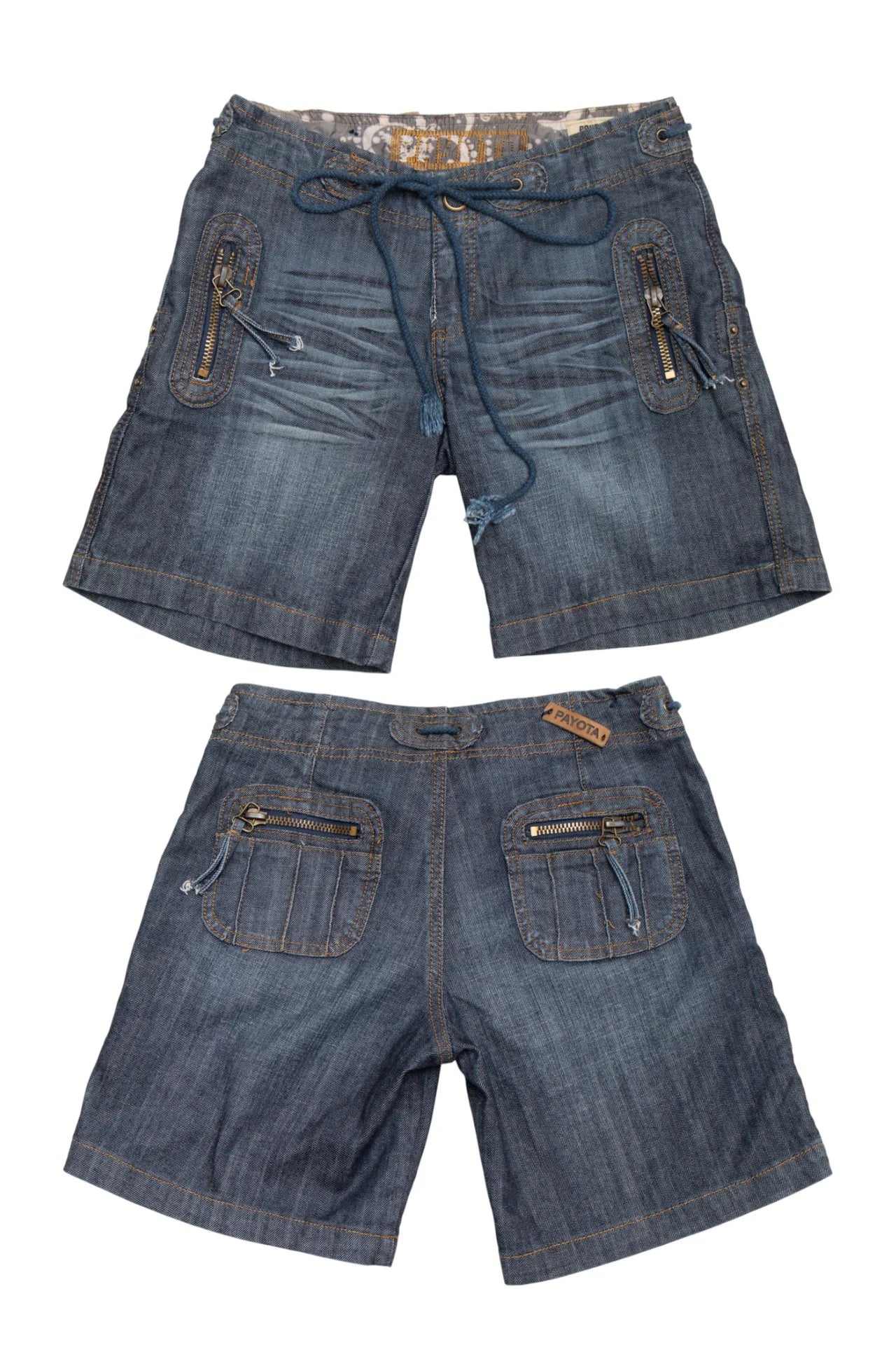 #185 Pavota Long Denim Utility Shorts Blue | c. 170 | Size 6