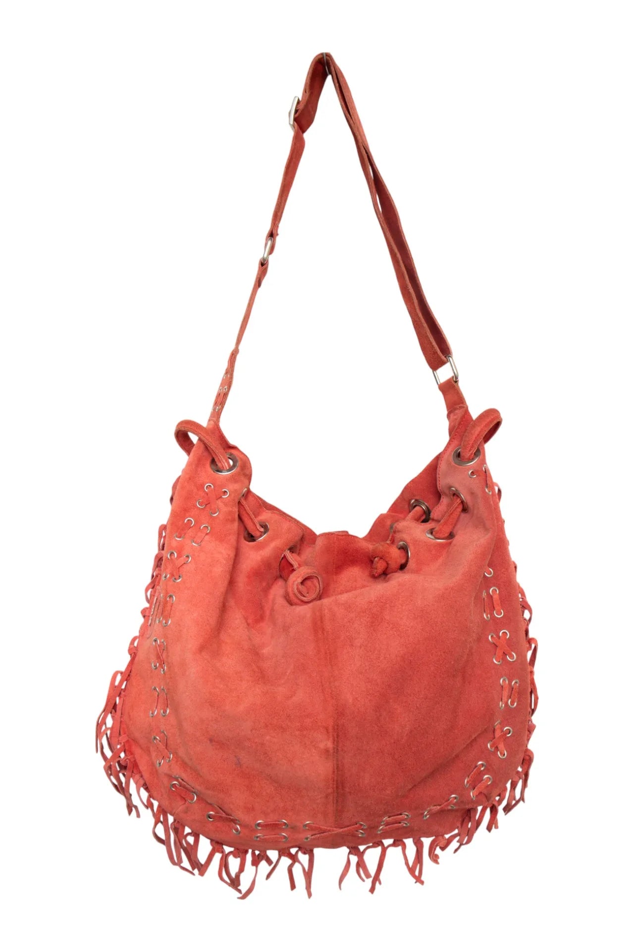 #208 Enträe Suede Fringe Shoulder Bag Red | c. 170 |