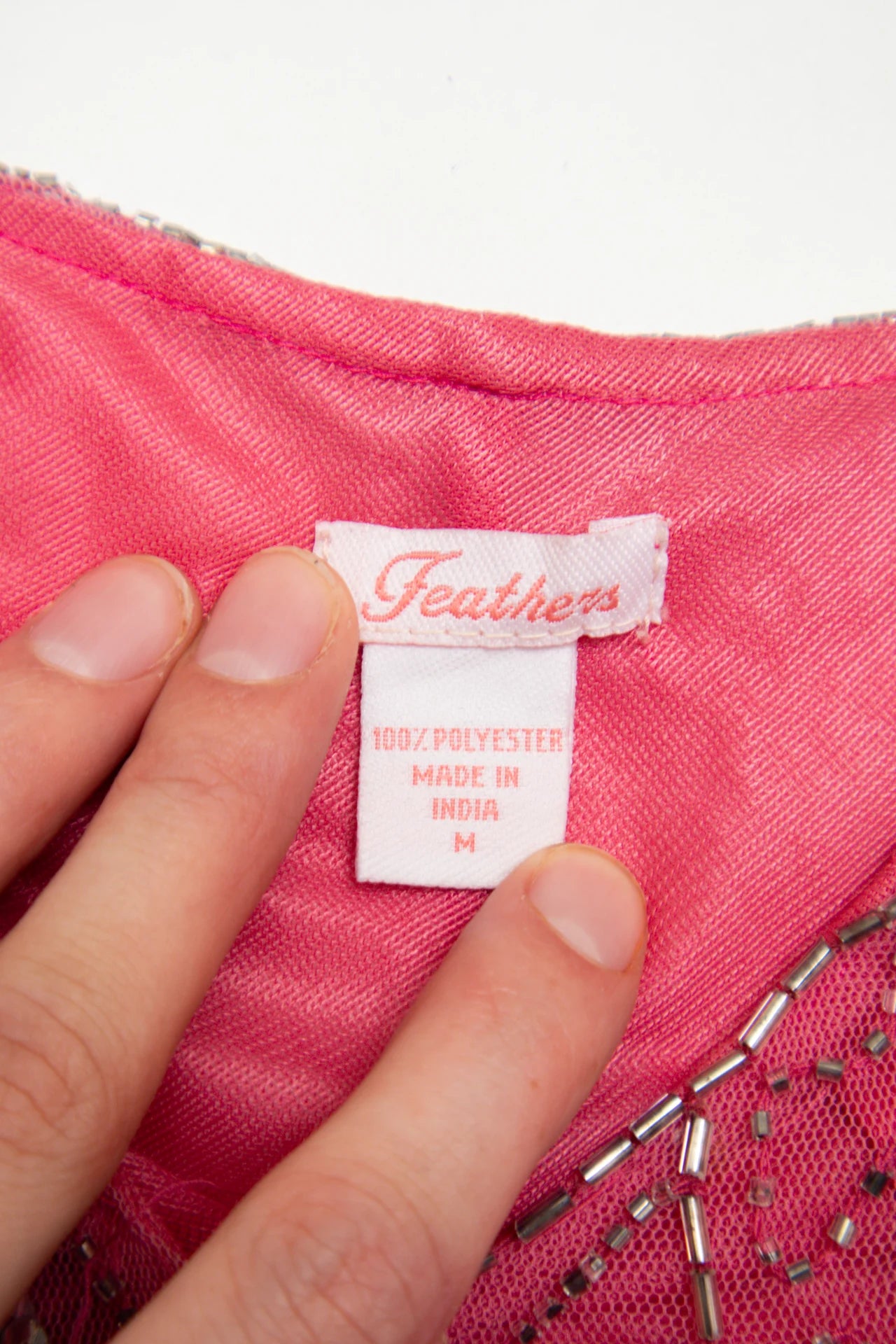 #06 Feathers Embellished Handkerchief-hem Camisole Pink | c. 171 | Size 10