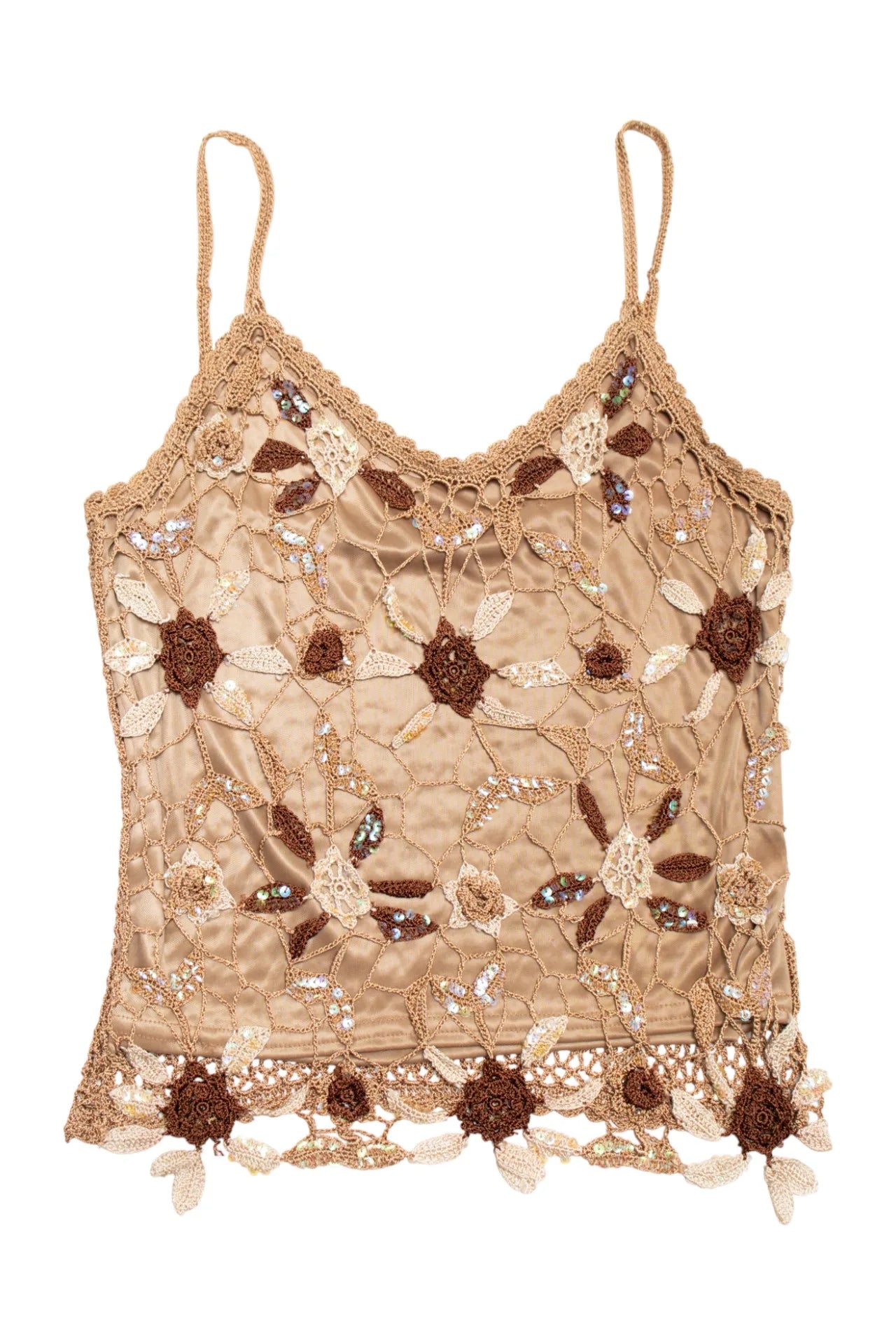 #09 Embellished Crochet Camisole Top Beige | c. 171 | Size 10/12