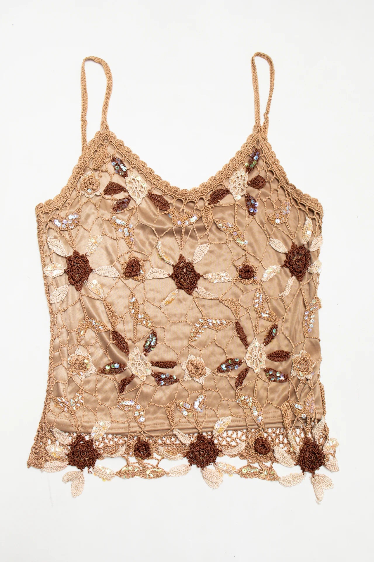 #09 Embellished Crochet Camisole Top Beige | c. 171 | Size 10/12