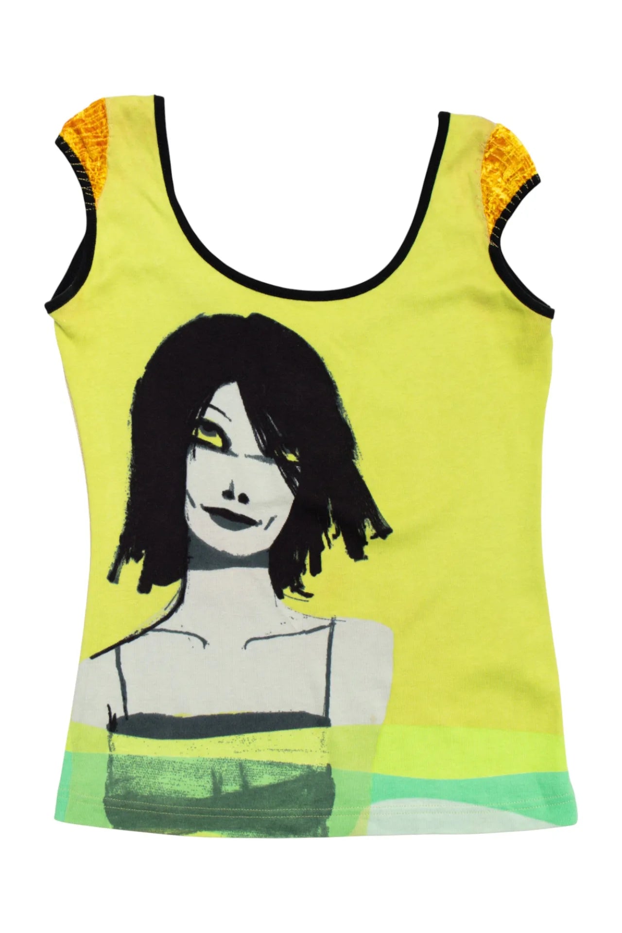 #30 Custo Barcelona Cap-sleeve Graphic Top Green | c. 171 | Size 12