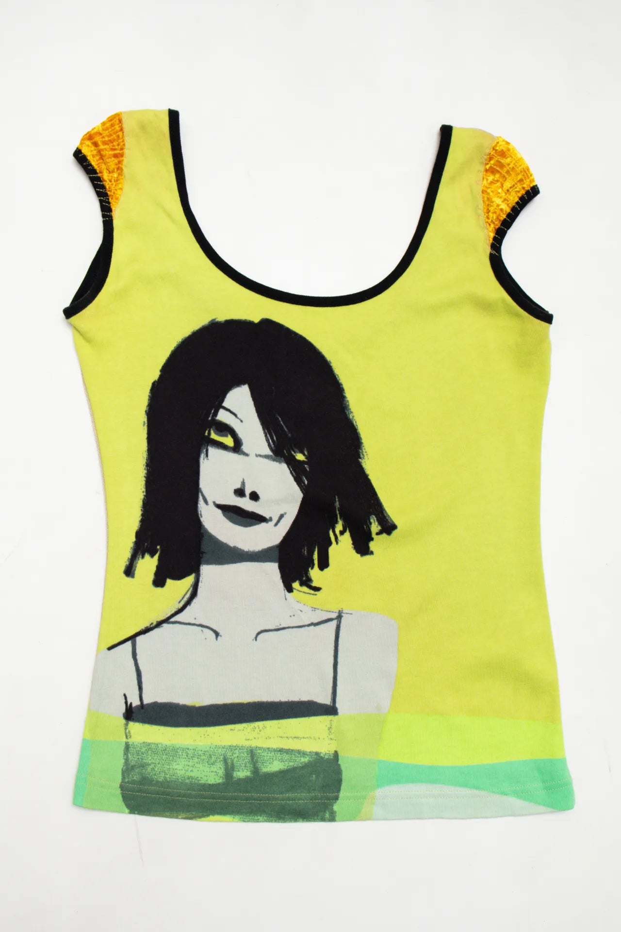 #30 Custo Barcelona Cap-sleeve Graphic Top Green | c. 171 | Size 12