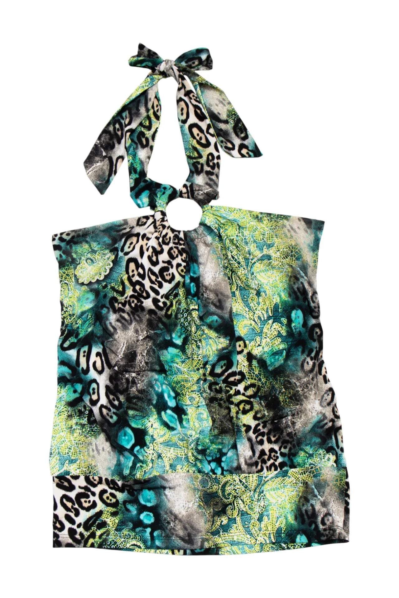 #60 Zappory Printed Halter Top Green | c. 171 | Size 14