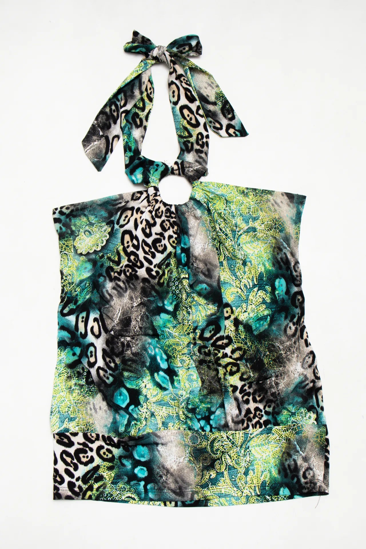 #60 Zappory Printed Halter Top Green | c. 171 | Size 14