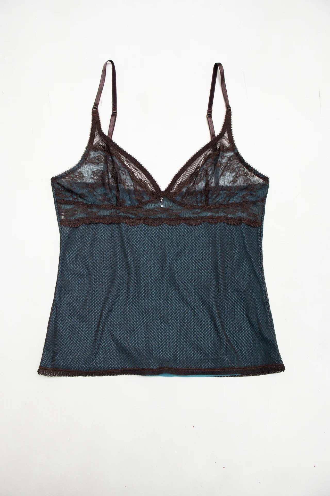 # Lace Mesh Camisole Green | c. 171 | Size 10