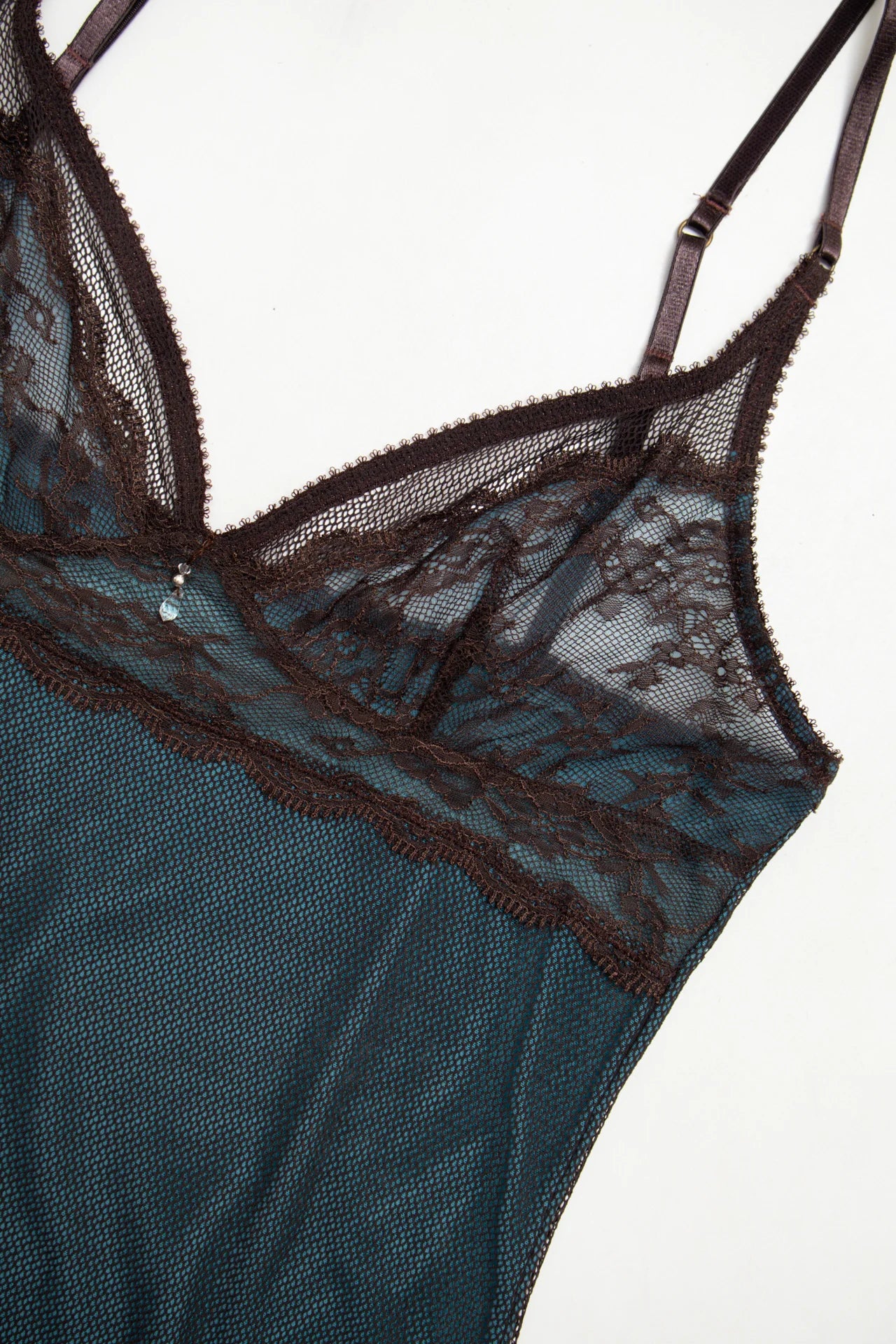 # Lace Mesh Camisole Green | c. 171 | Size 10