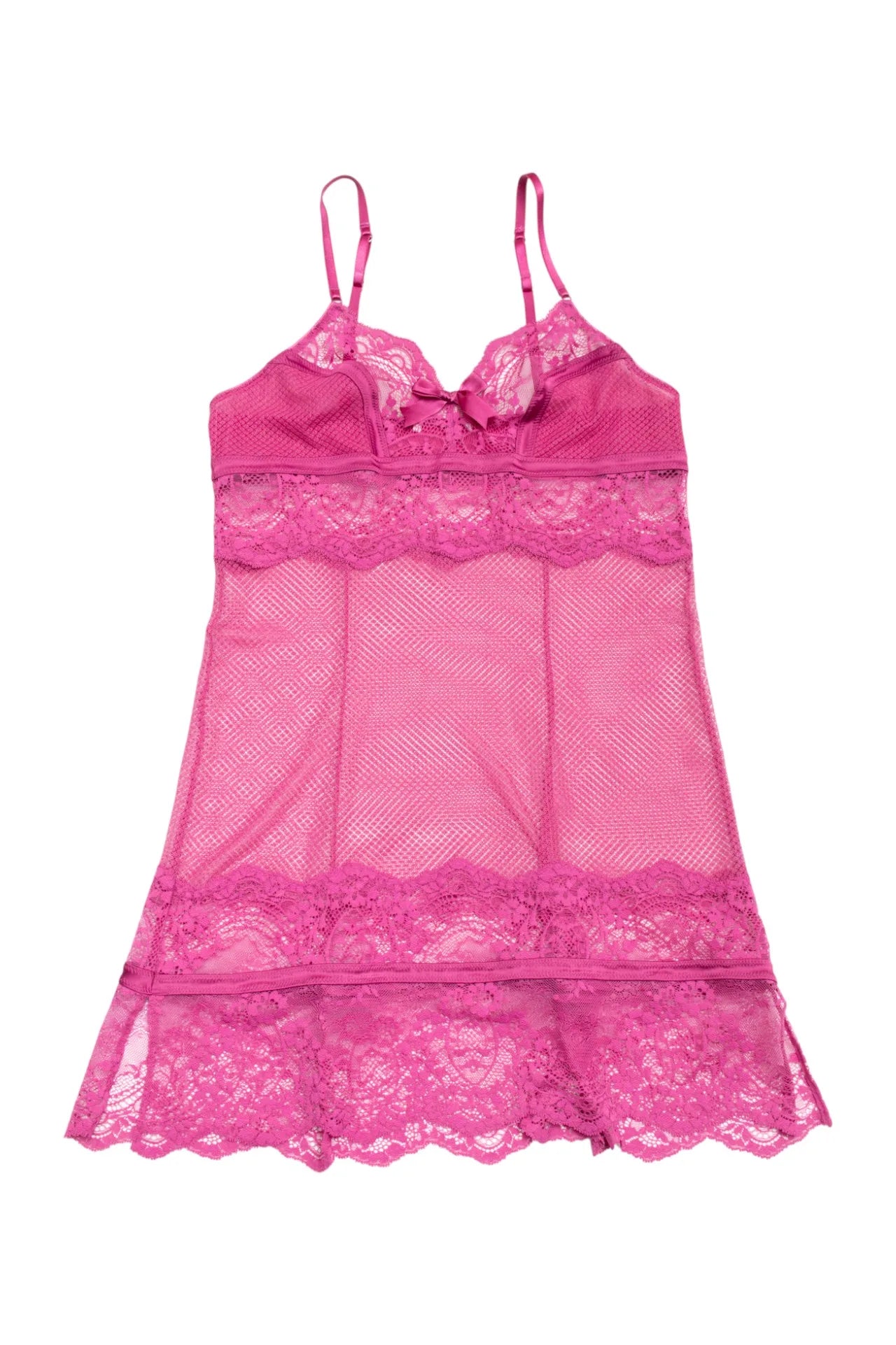 #111 Lace Mesh Chemise Pink | c. | Size 10 12