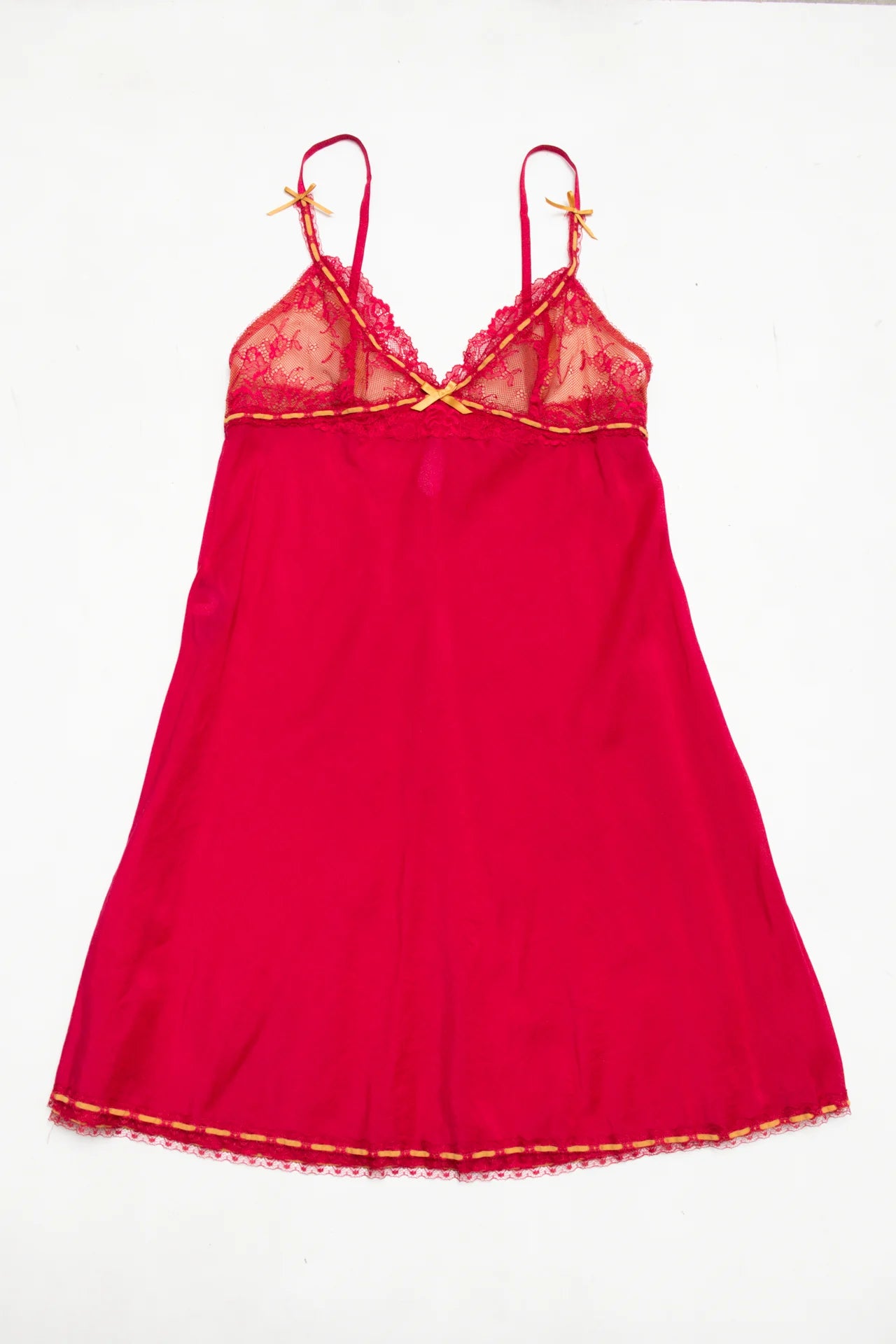 #117 Elle Macpherson Intimates Lace Trim Chemise / Slip Red | c. | Size 10