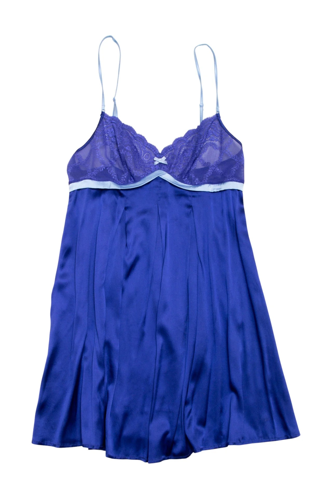 #119 Heidi Klum Intimates Satin Lace Babydoll Chemise Blue | c. | Size 10