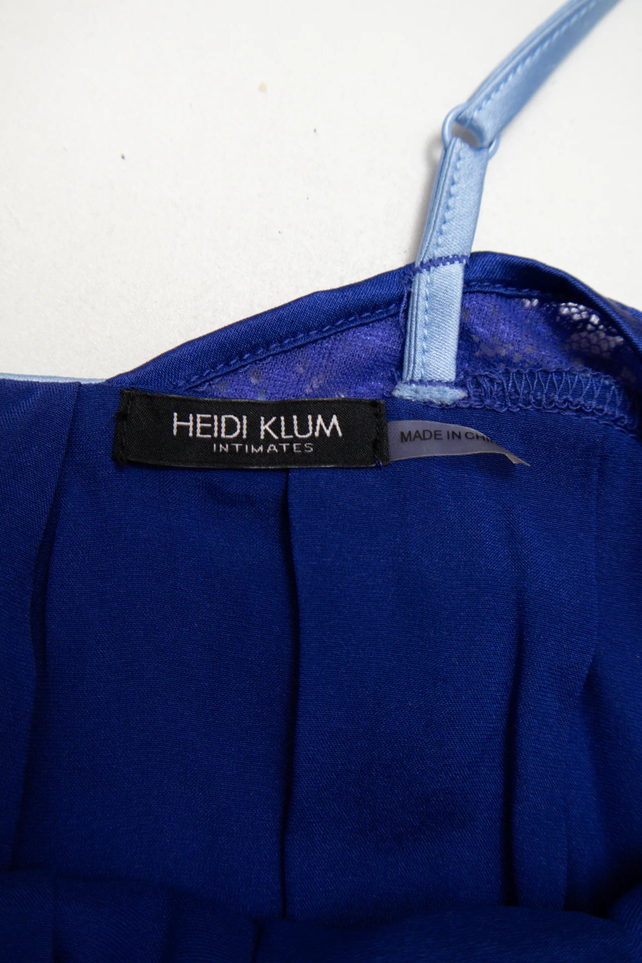 #119 Heidi Klum Intimates Satin Lace Babydoll Chemise Blue | c. | Size 10