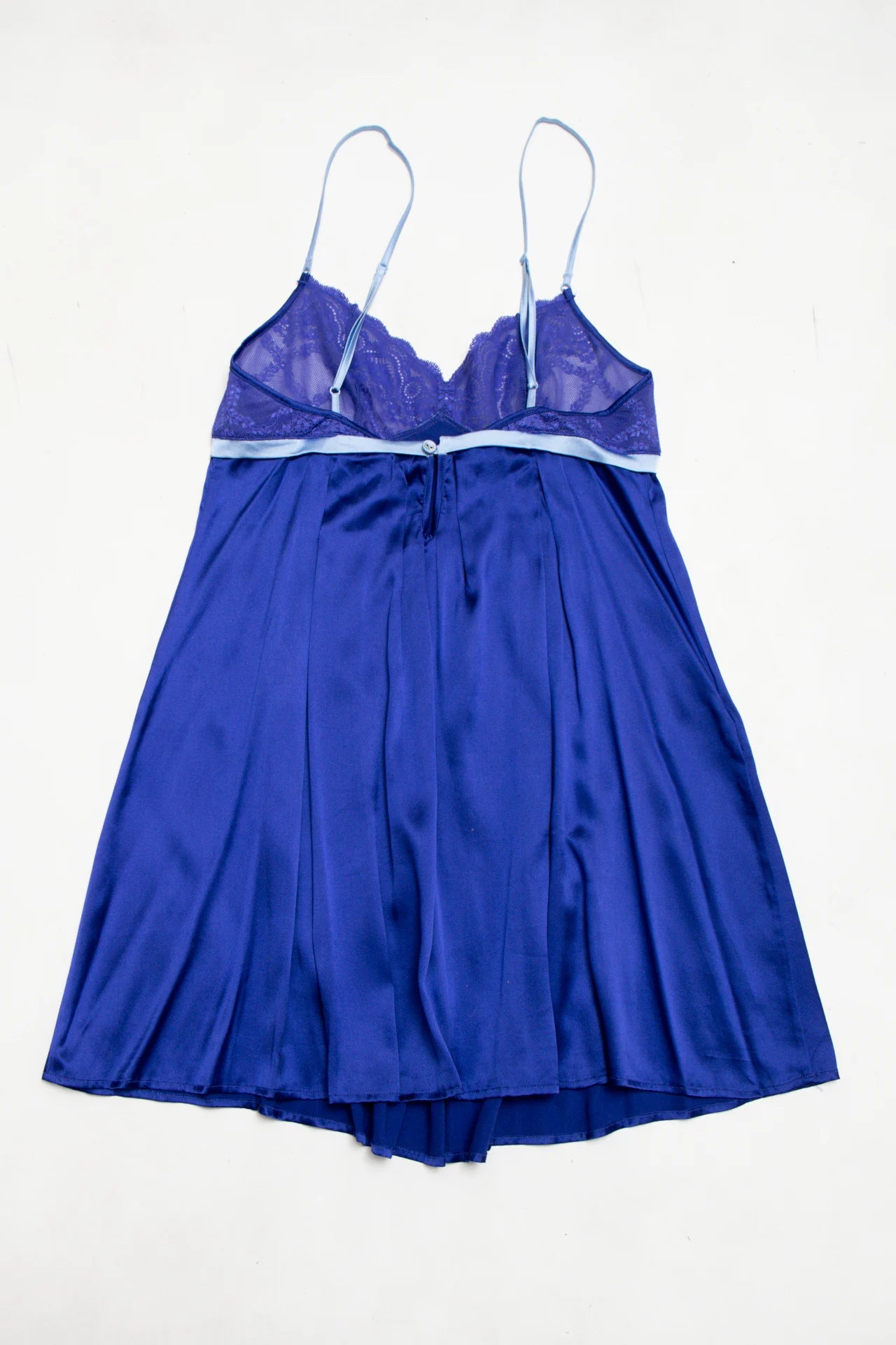 #119 Heidi Klum Intimates Satin Lace Babydoll Chemise Blue | c. | Size 10