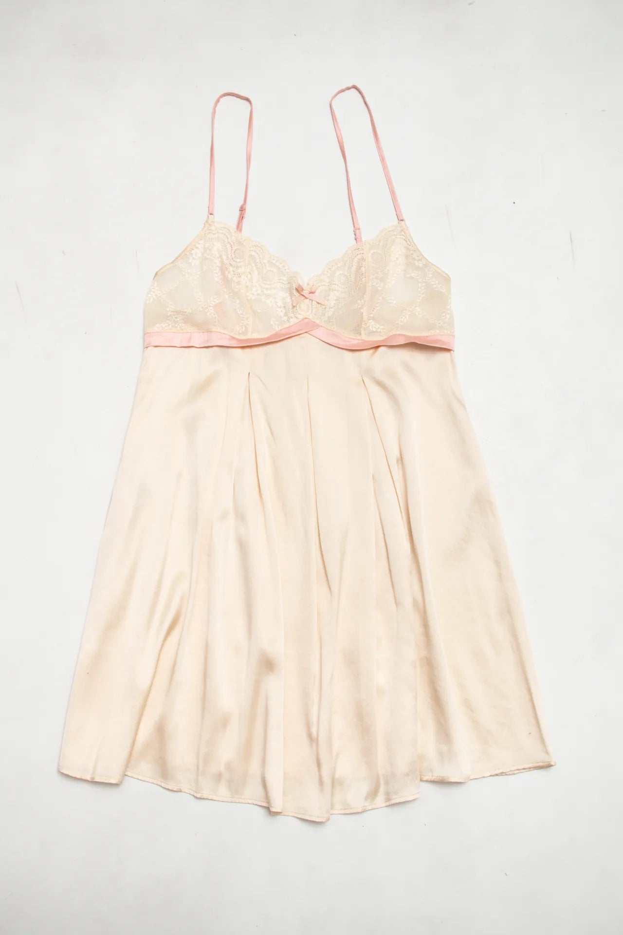 #120 Elle Macpherson Intimates Satin Lace Babydoll Chemise Beige | c. | Size 10
