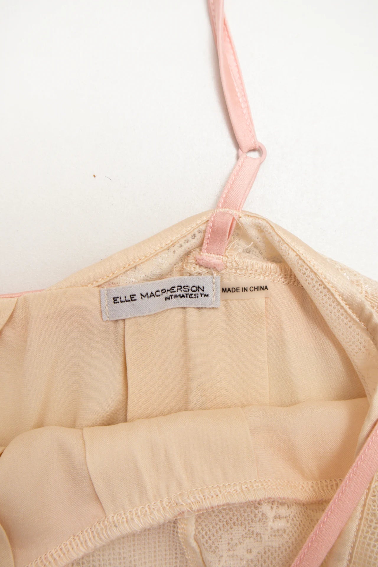 #120 Elle Macpherson Intimates Satin Lace Babydoll Chemise Beige | c. | Size 10