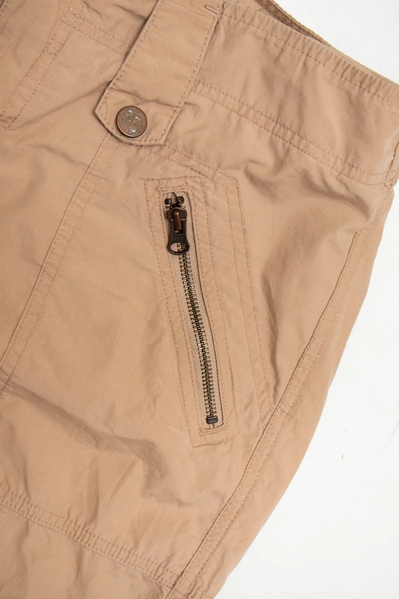 #162 Seethru Soul Cropped Utility Pants Beige | c. 171 | Size 12