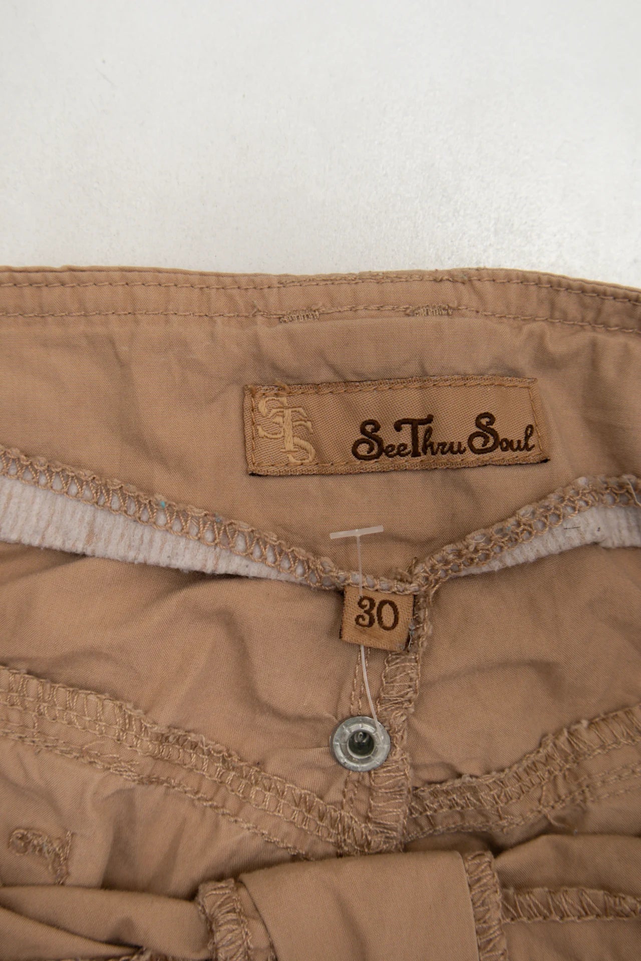 #162 Seethru Soul Cropped Utility Pants Beige | c. 171 | Size 12
