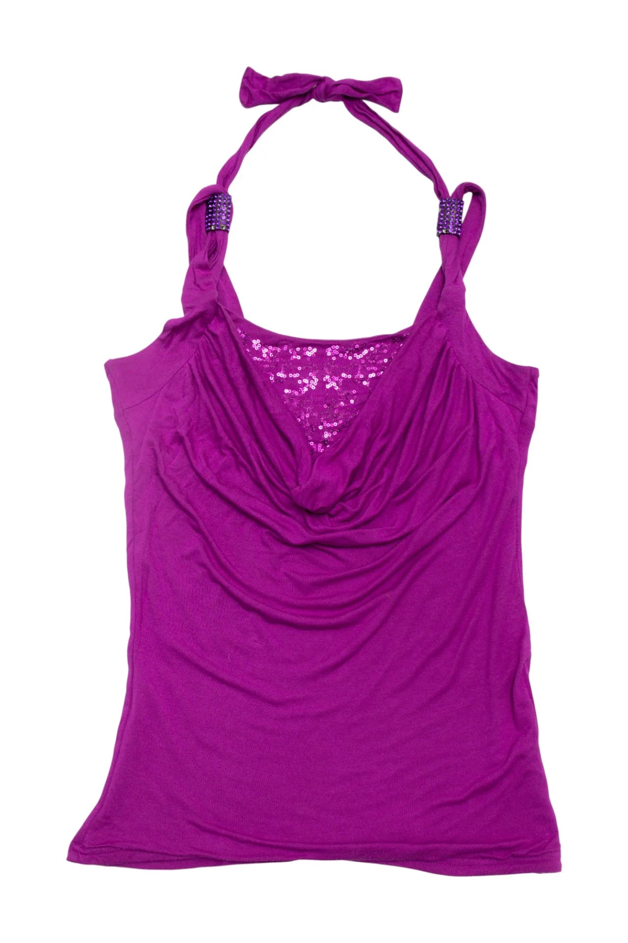 #05 Sequin-embellished Halter Cowl-neck Top Purple | c. 172 | Size 12