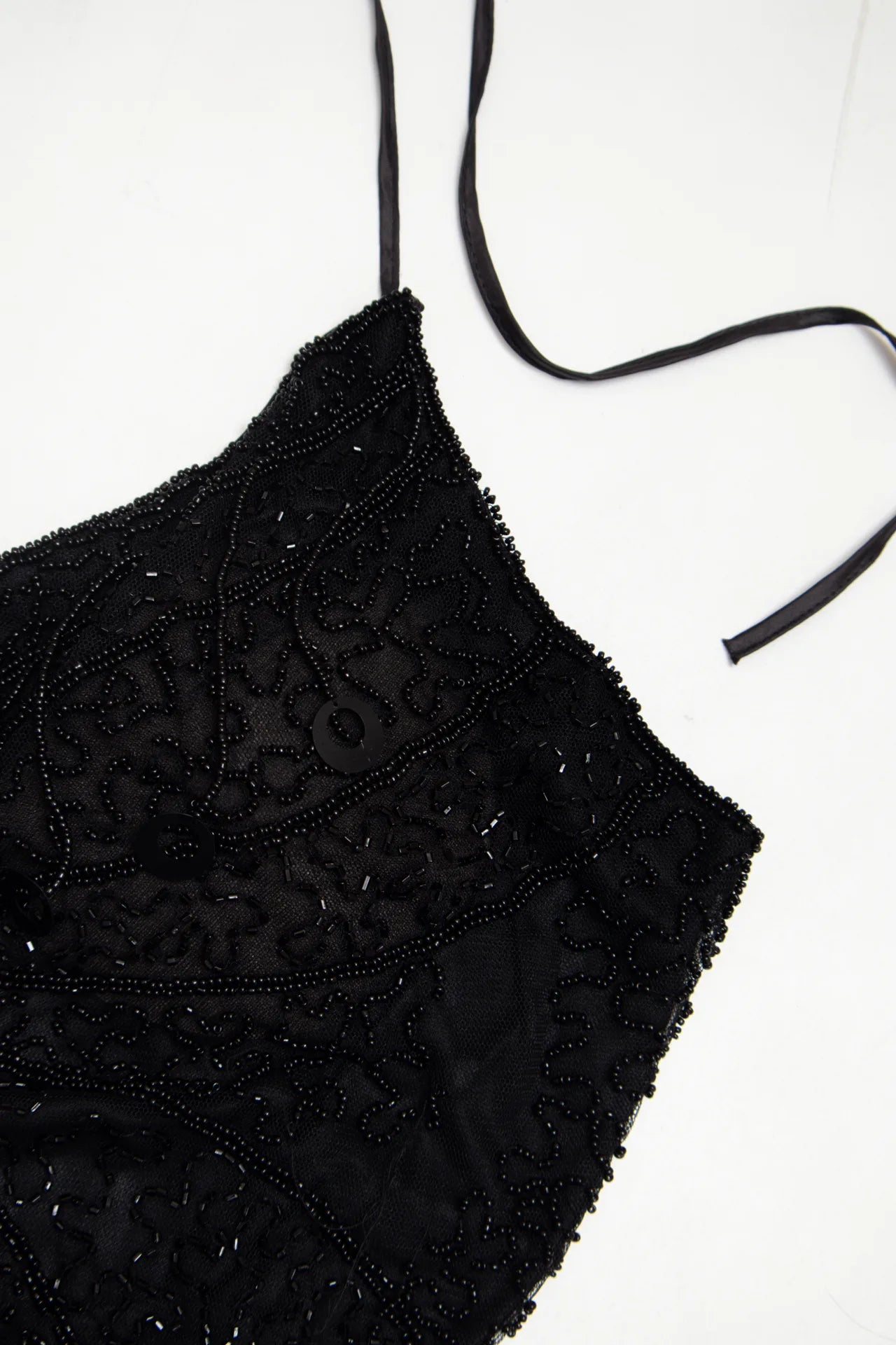 #13 Cono's Beaded Halter Crop Top Black | c. 172 | Size 12