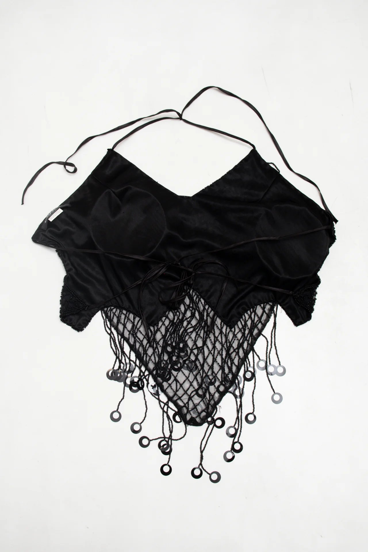 #13 Cono's Beaded Halter Crop Top Black | c. 172 | Size 12