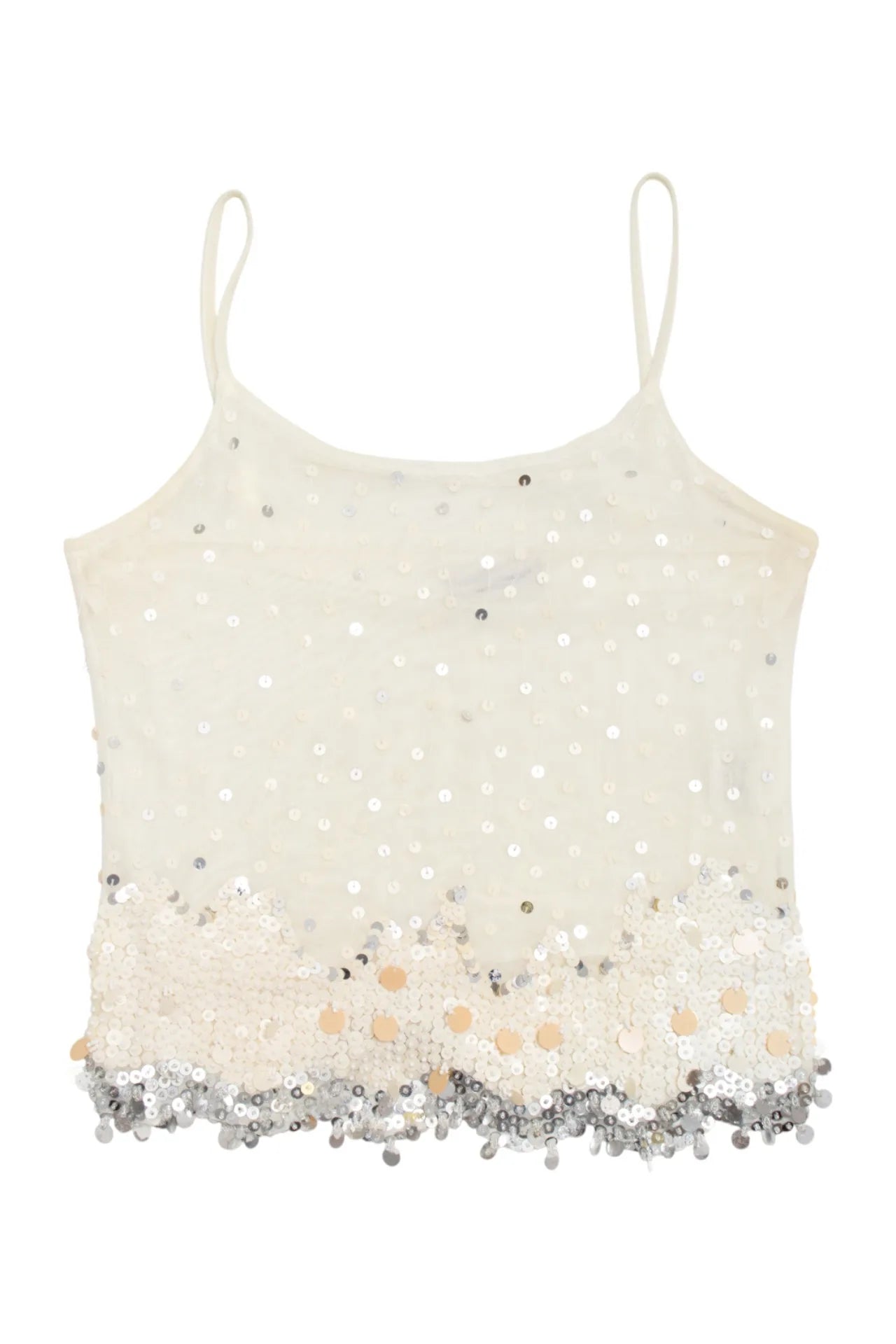 #19 Laura Cavani Sequin Mesh Camisole Top Beige | c. 172 | Size 10