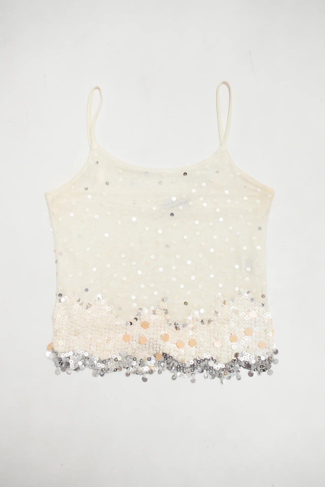 #19 Laura Cavani Sequin Mesh Camisole Top Beige | c. 172 | Size 10
