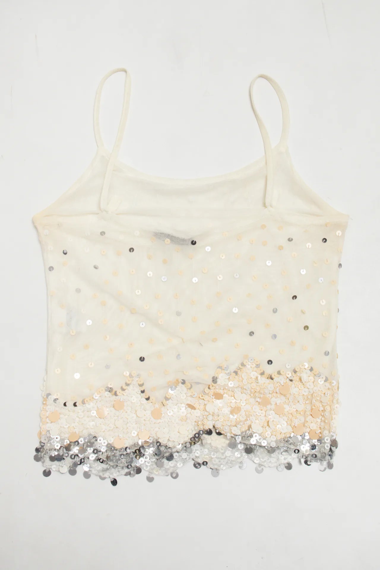 #19 Laura Cavani Sequin Mesh Camisole Top Beige | c. 172 | Size 10