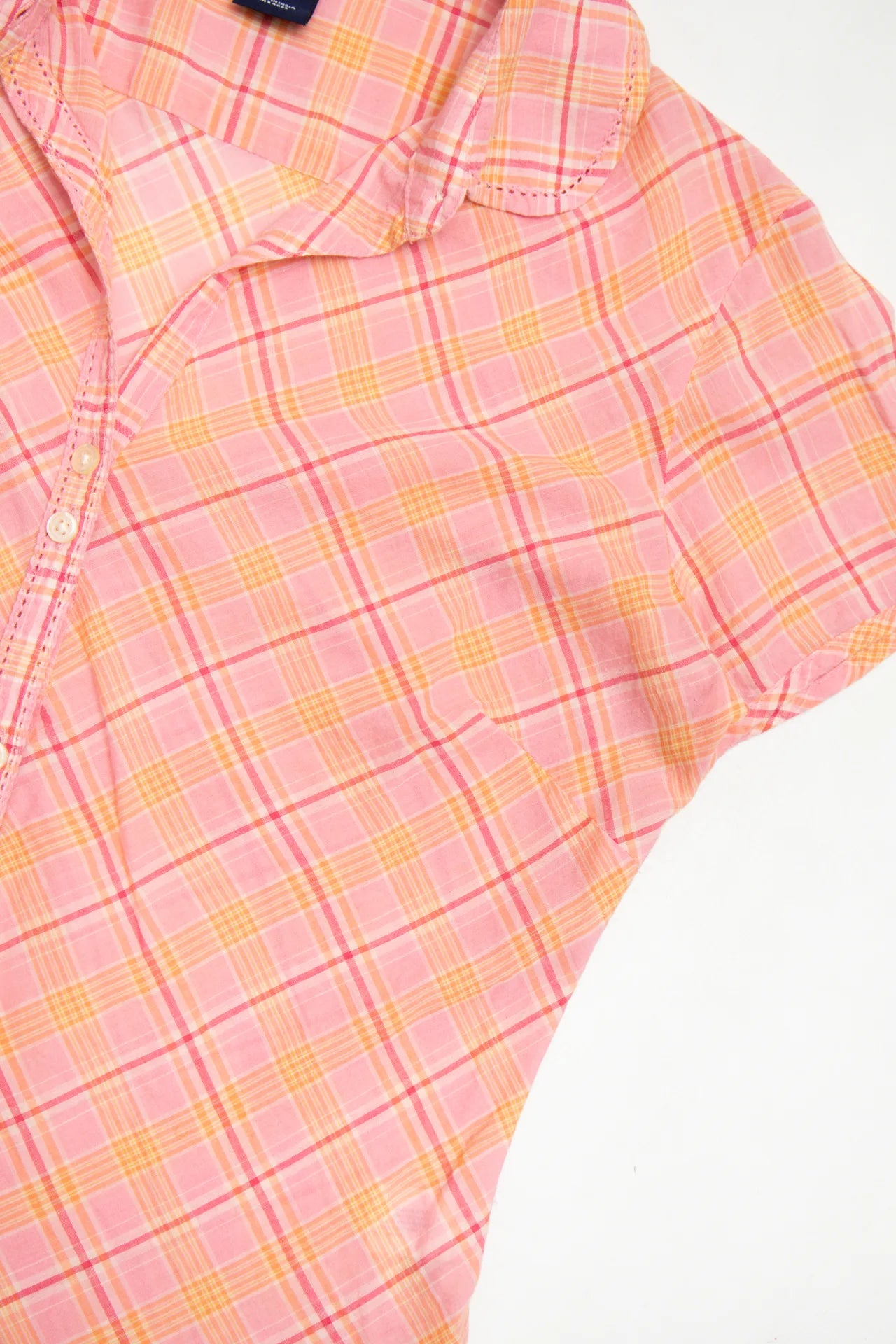 #25 Gap Short Sleeve Plaid Button-front Shirt Pink | c. 172 | Size 8