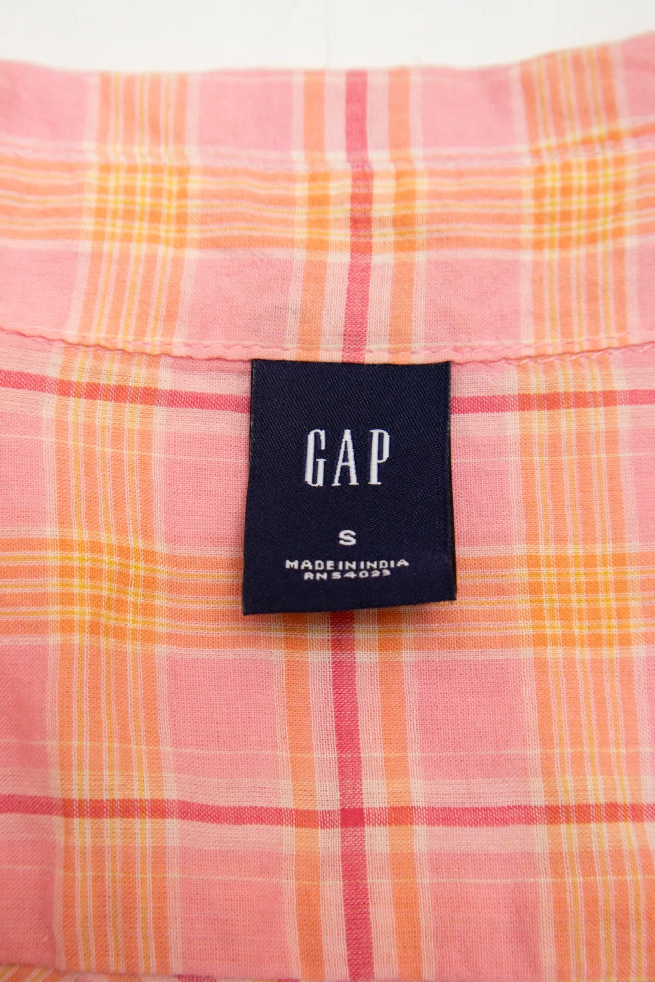 #25 Gap Short Sleeve Plaid Button-front Shirt Pink | c. 172 | Size 8
