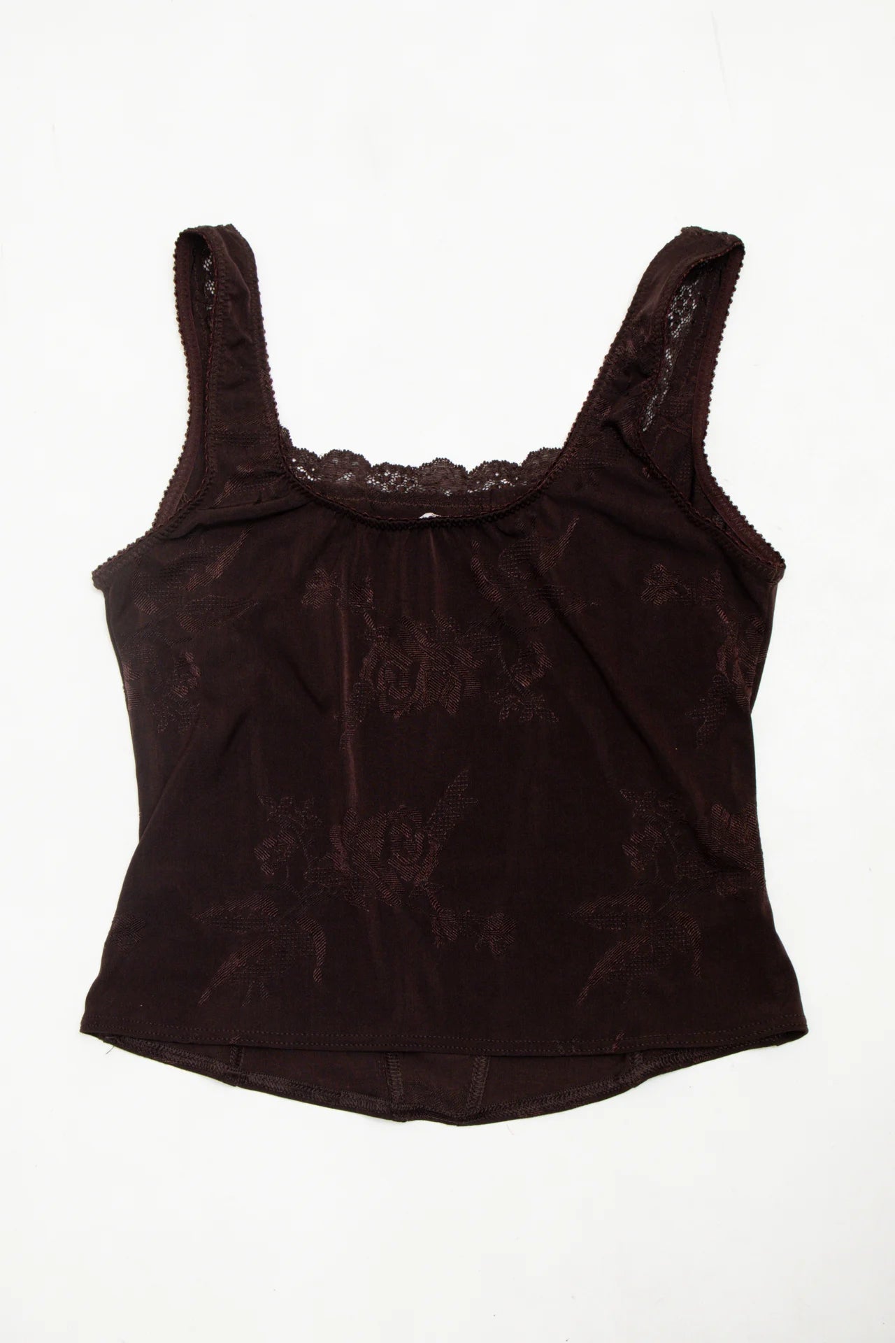 #42 Arianne Lace-trim Floral Jacquard Tank Top Brown | c. 172 | Size 10