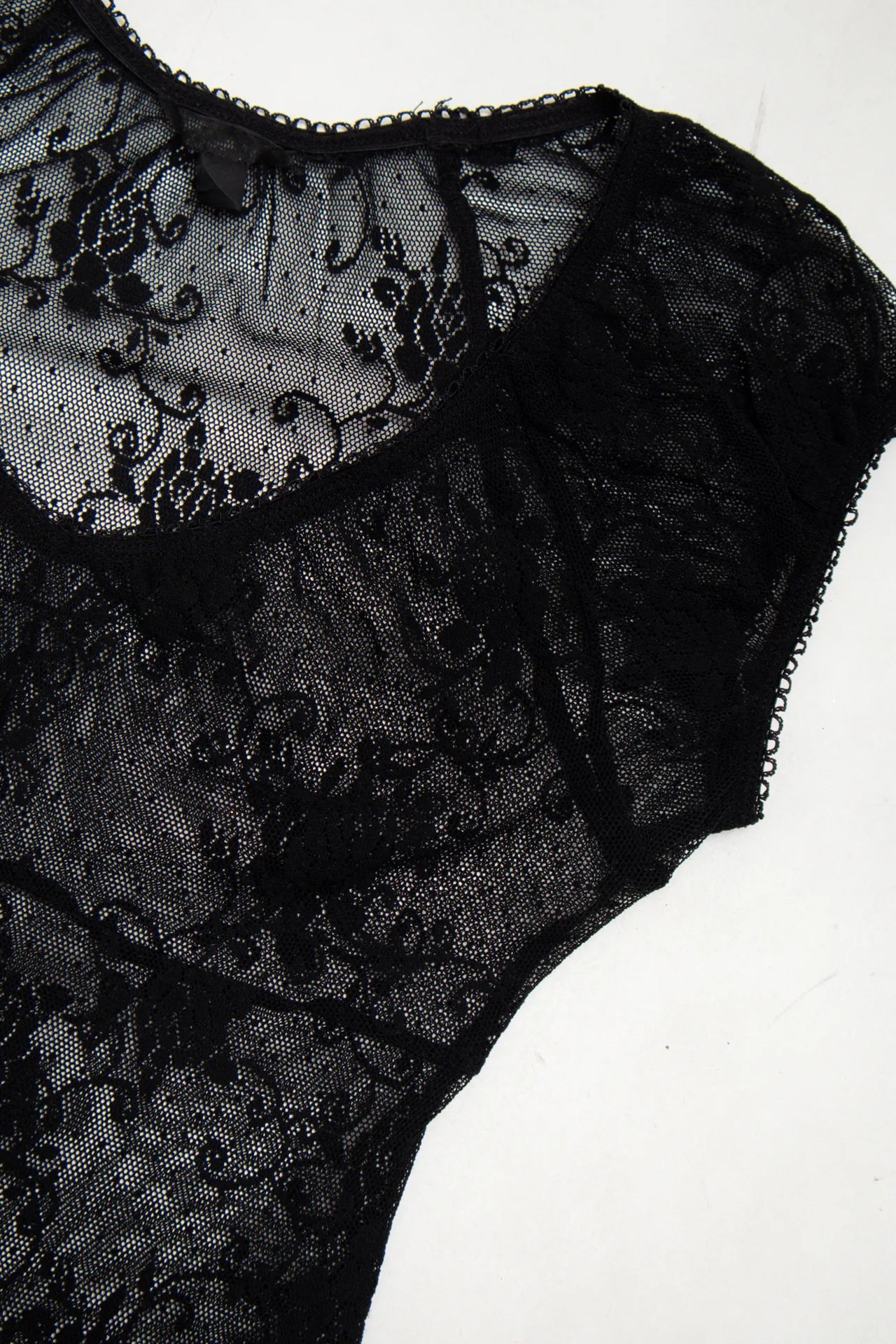 #55 Lace Peplum Top Black | c. 172 | Size 10