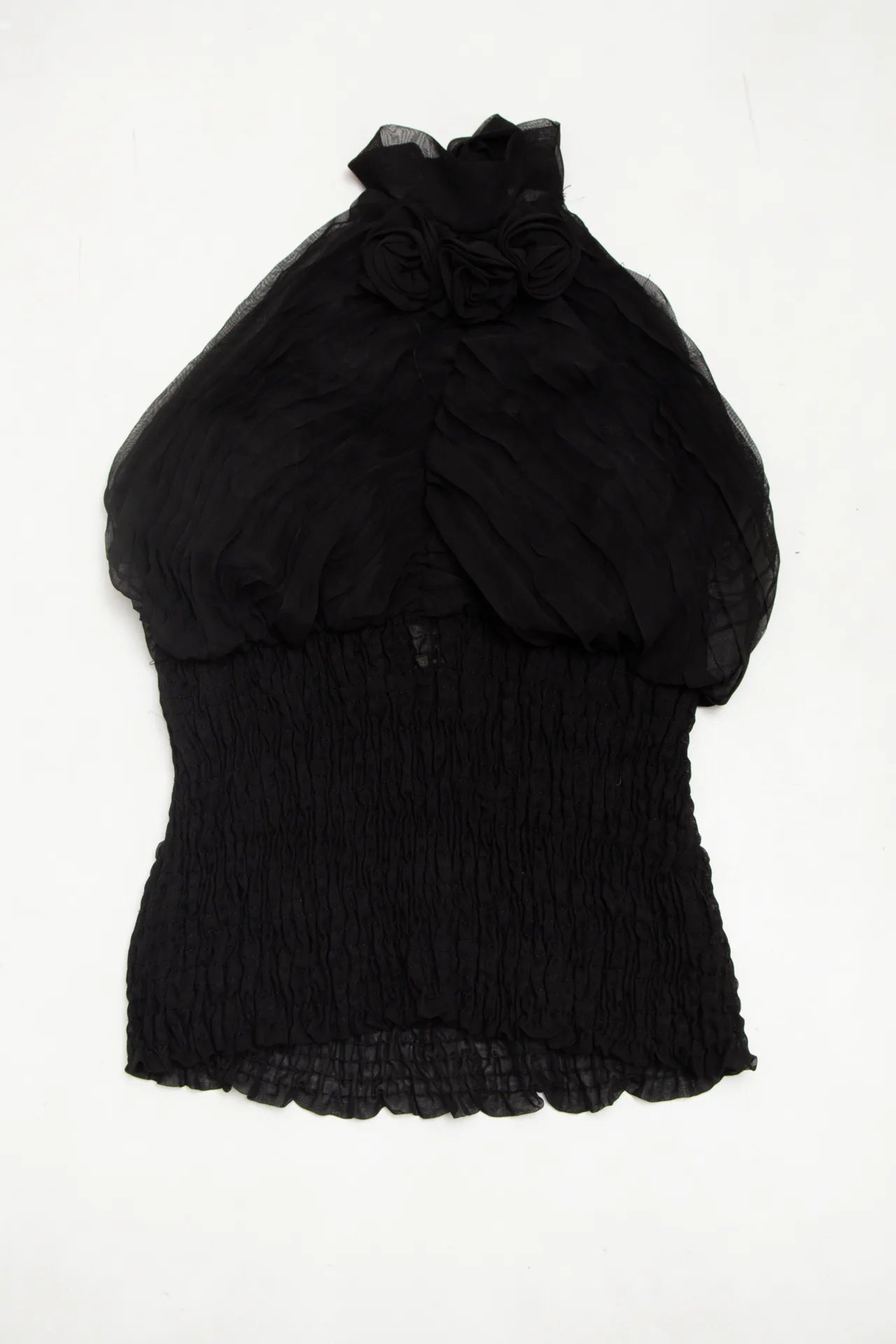 #56 Voice Halter Chiffon Top Black | c. 172 | Size 12