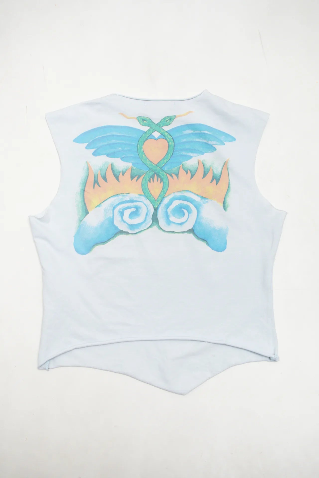 #67 Met Express Service Sleeveless Graphic Top White | c. 172 | Size 10