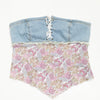 #68 Faang Strapless Denim And Floral Corset Top Blue | c. 172 | Size 12