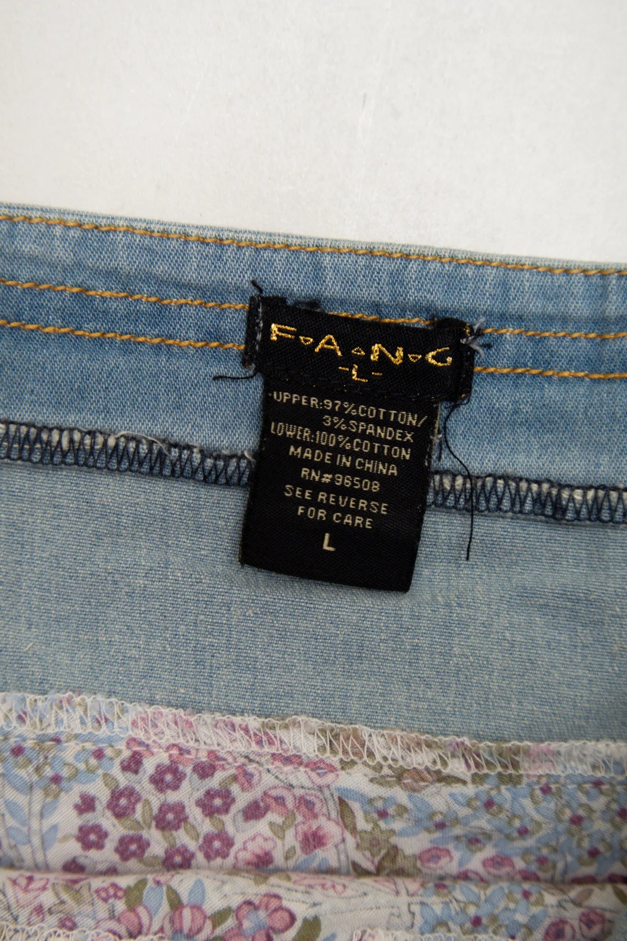 #68 Faang Strapless Denim And Floral Corset Top Blue | c. 172 | Size 12